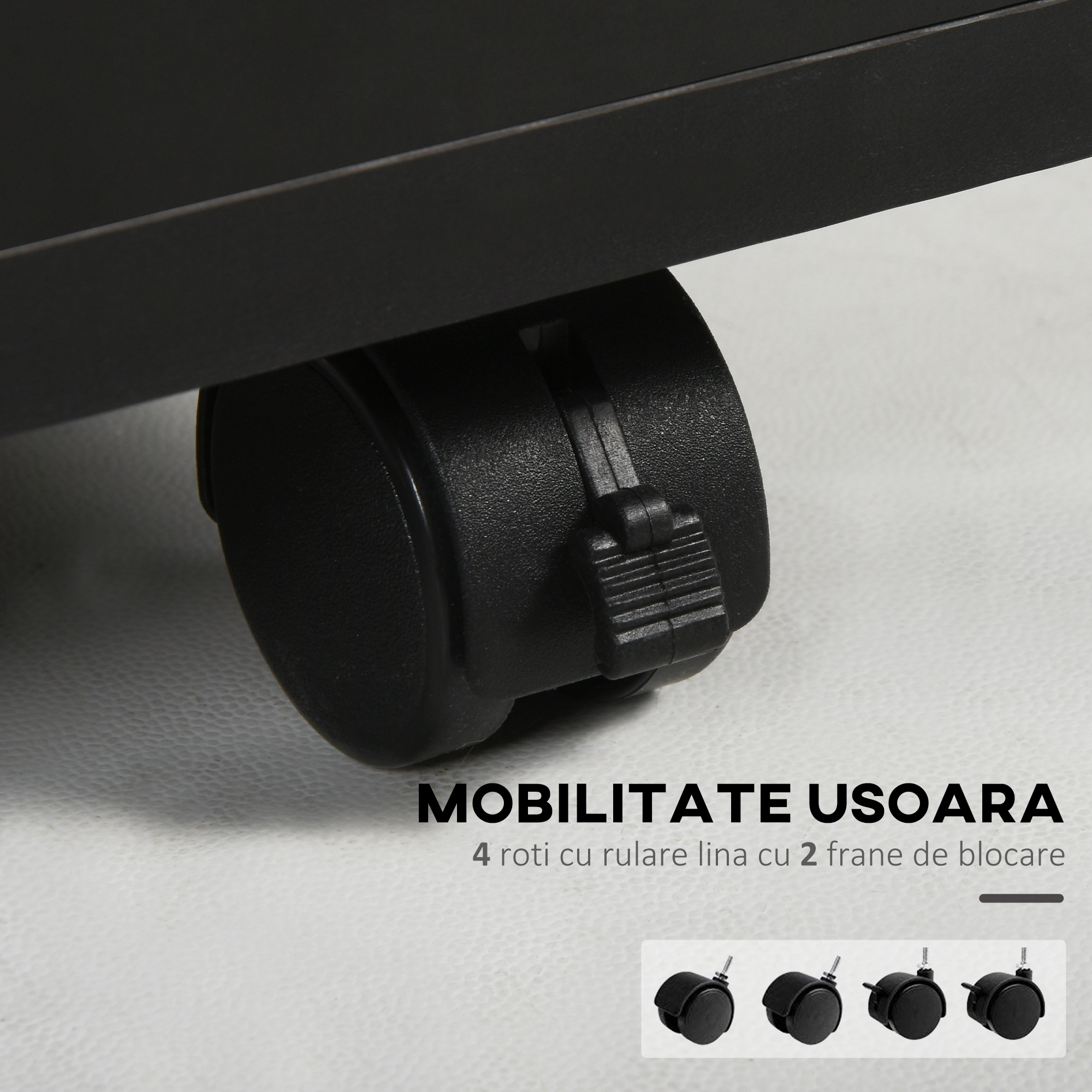  Comoda Birou Neagra - 2 Sertare & 4 Roti Pivotante [5]