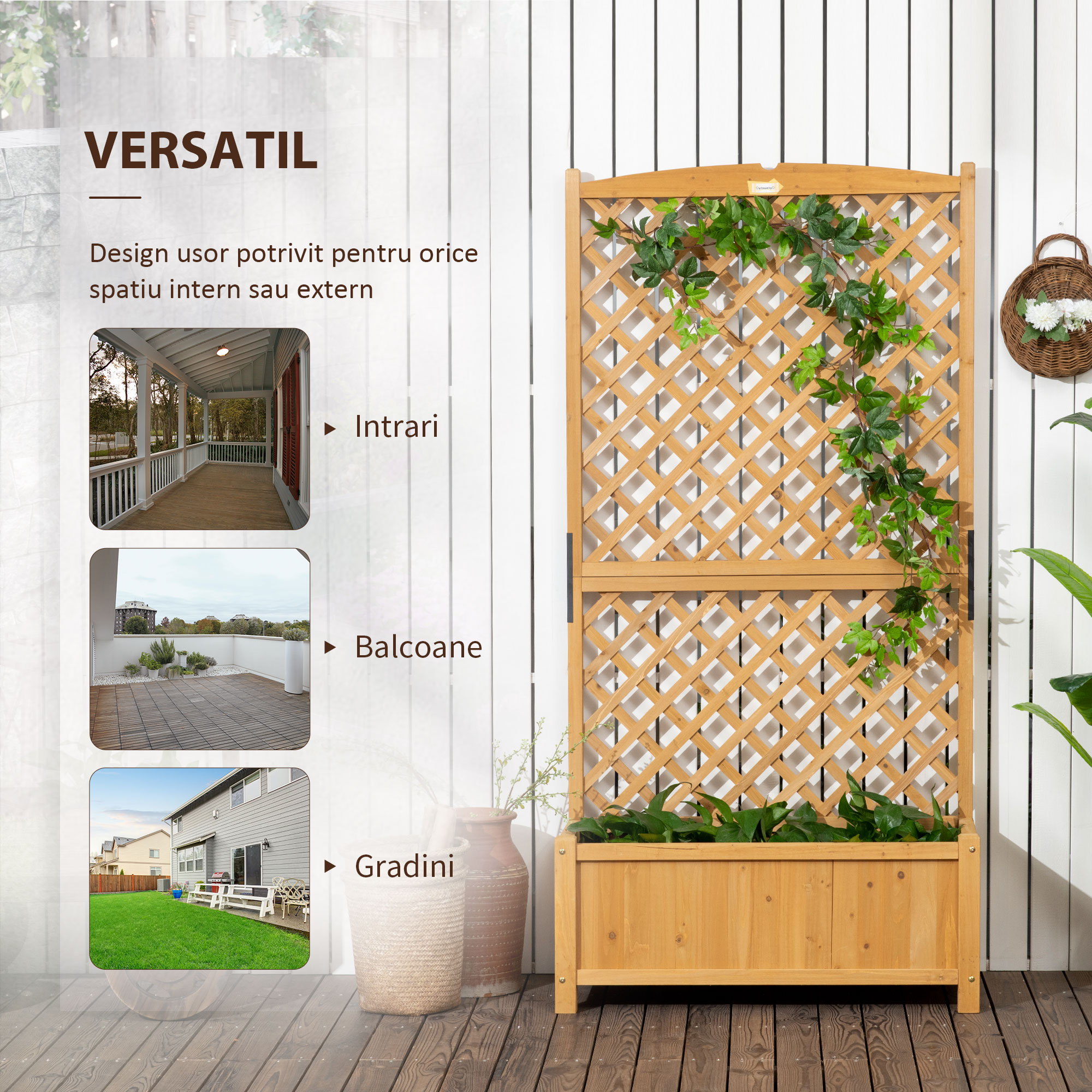  Jardiniera Verticala Lemn Galben 90×45×180 cm - Brad & Design Vertical [5]