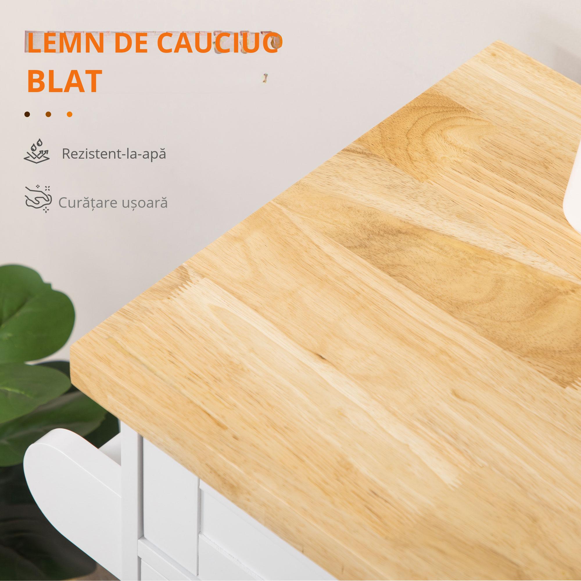  Carut Bucatarie 109×40×89 cm - Blat Lemn, Roti & Spatiu Depozitare [6]