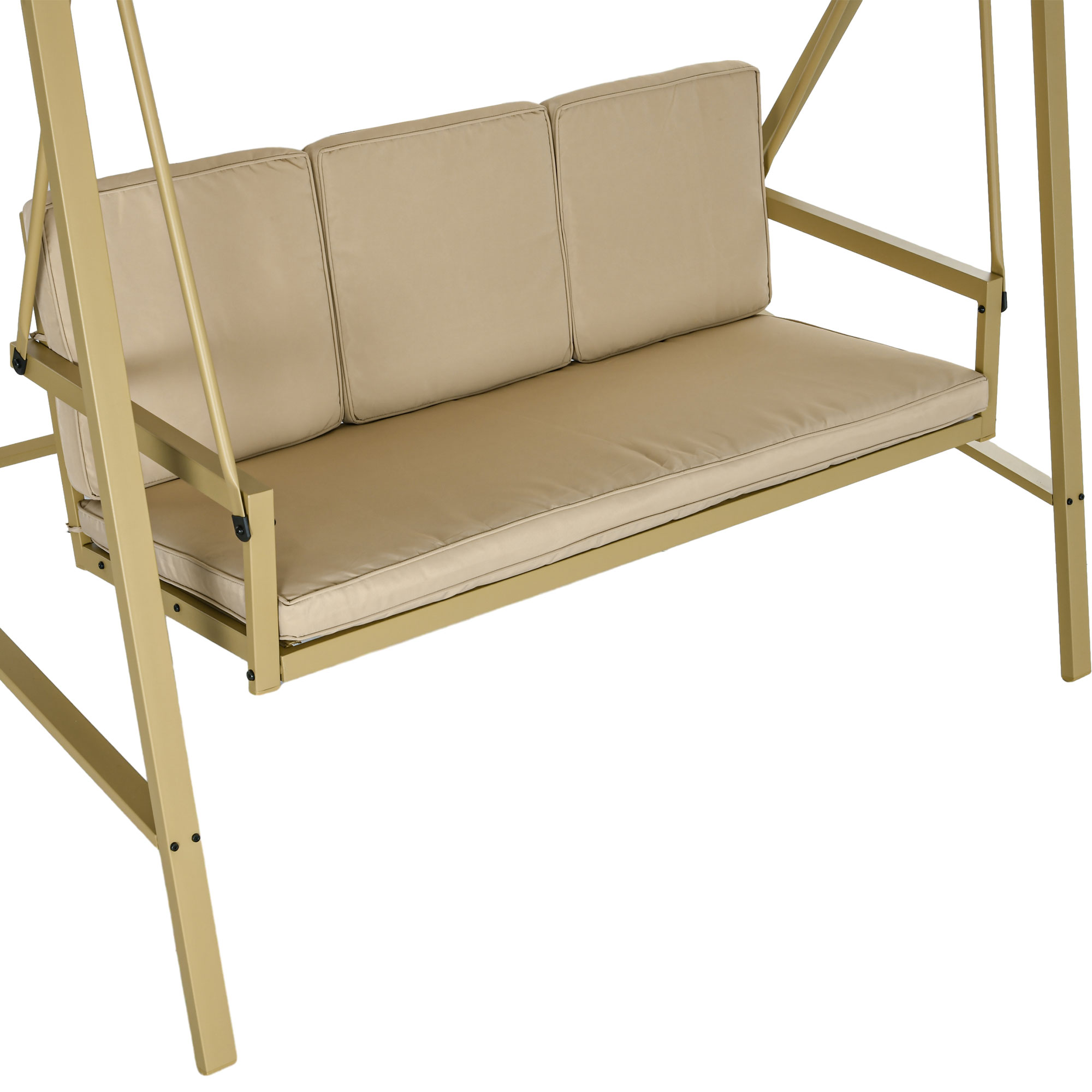  Scaun Balansoar de Gradina cu 3 Locuri, Banca Hamac in Aer Liber cu Copertina Reglabila, Perne Detasabile si Cadru Solid [7]