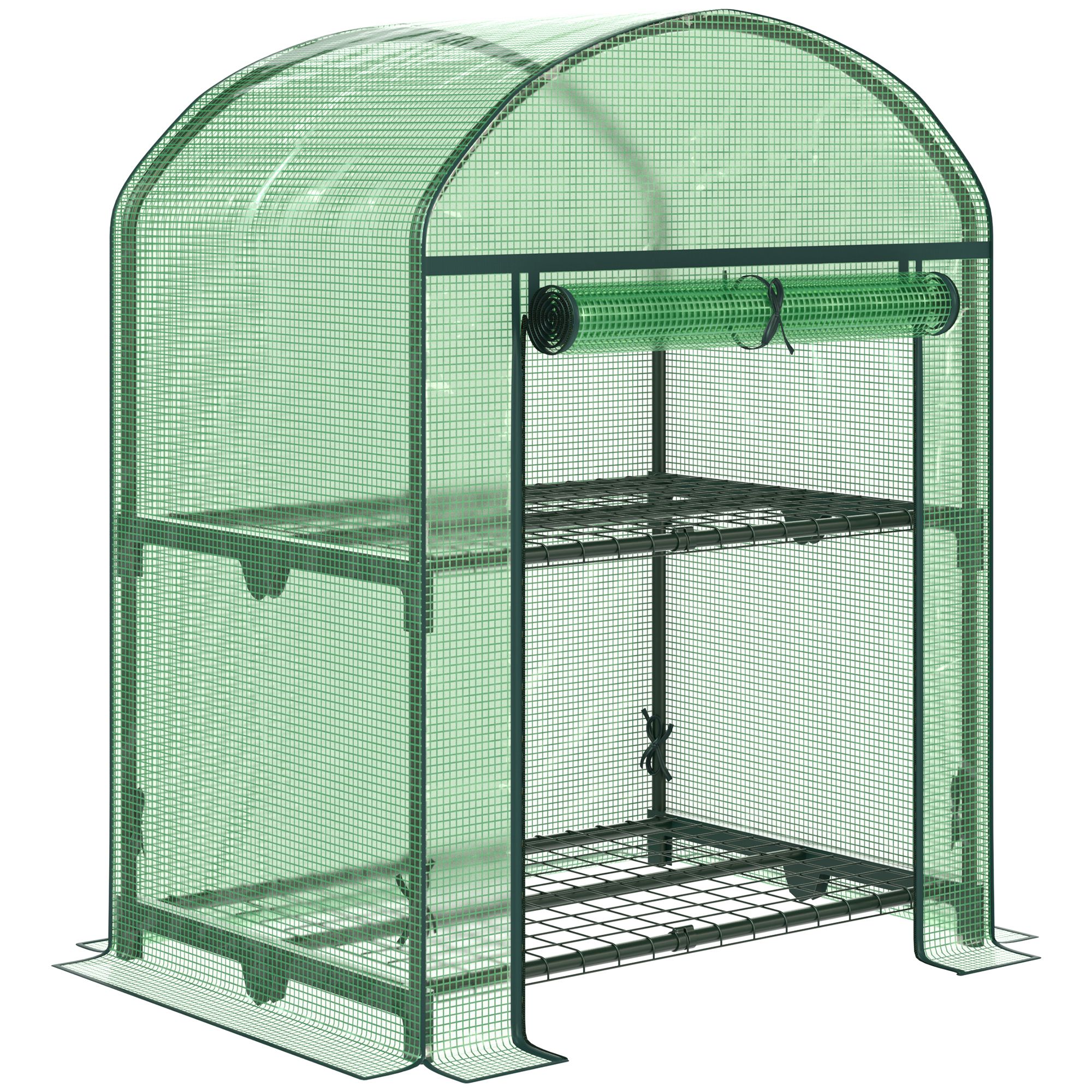 Gradina & balcon -  Mini Sera de Gradina cu 2 Rafturi Metalice si Acoperis PE, Sera Compacta pentru Balcon si Terasa, 69x49x91 cm, Verde