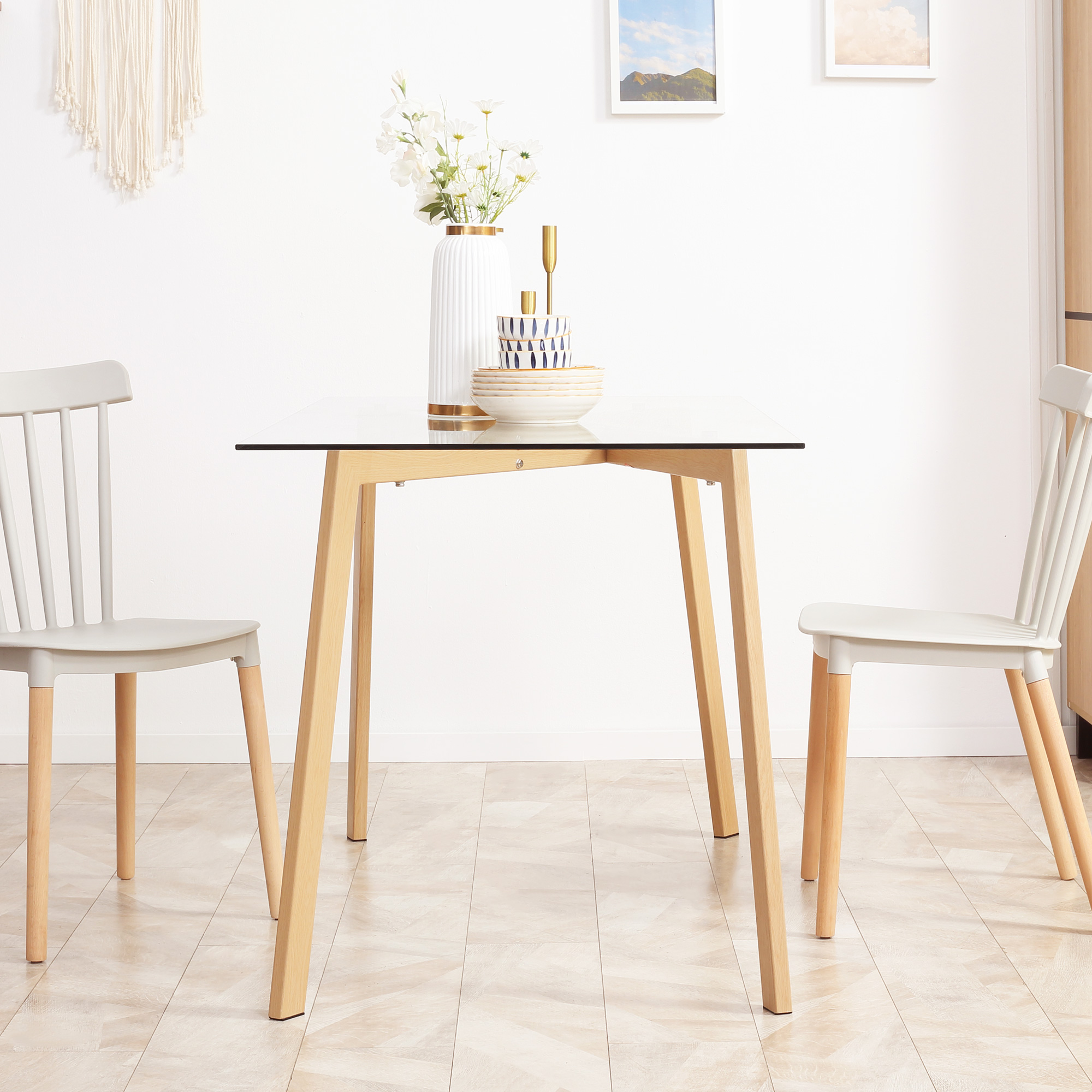  Masa de sufragerie dreptunghiulara pentru max 4 persoane, din otel cu blat din sticla securizata, pentru bucatarie, sufragerie 120x60x76cm [6]