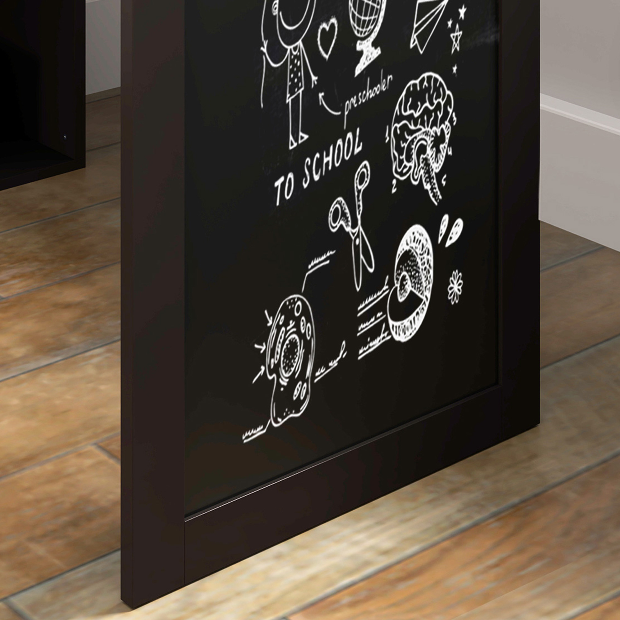  Birou Modern Pliabil cu Biblioteca si Tabla, din Lemn si Metal, 98x51x153 cm, Maro [8]