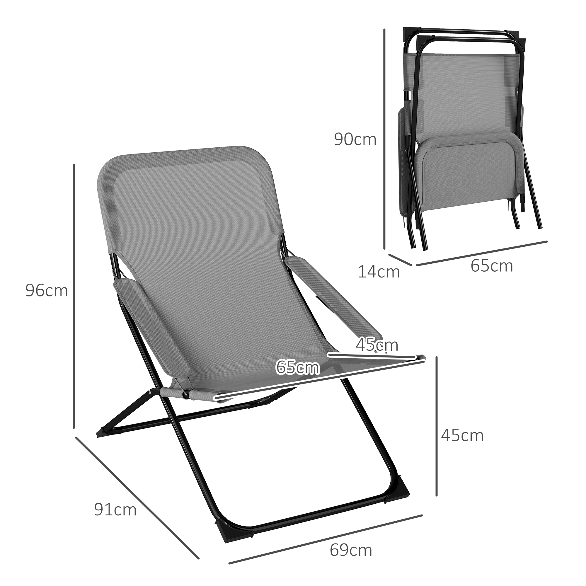  Scaune Rabatabile Pliabile de Terasa cu Spatar Reglabil [2]
