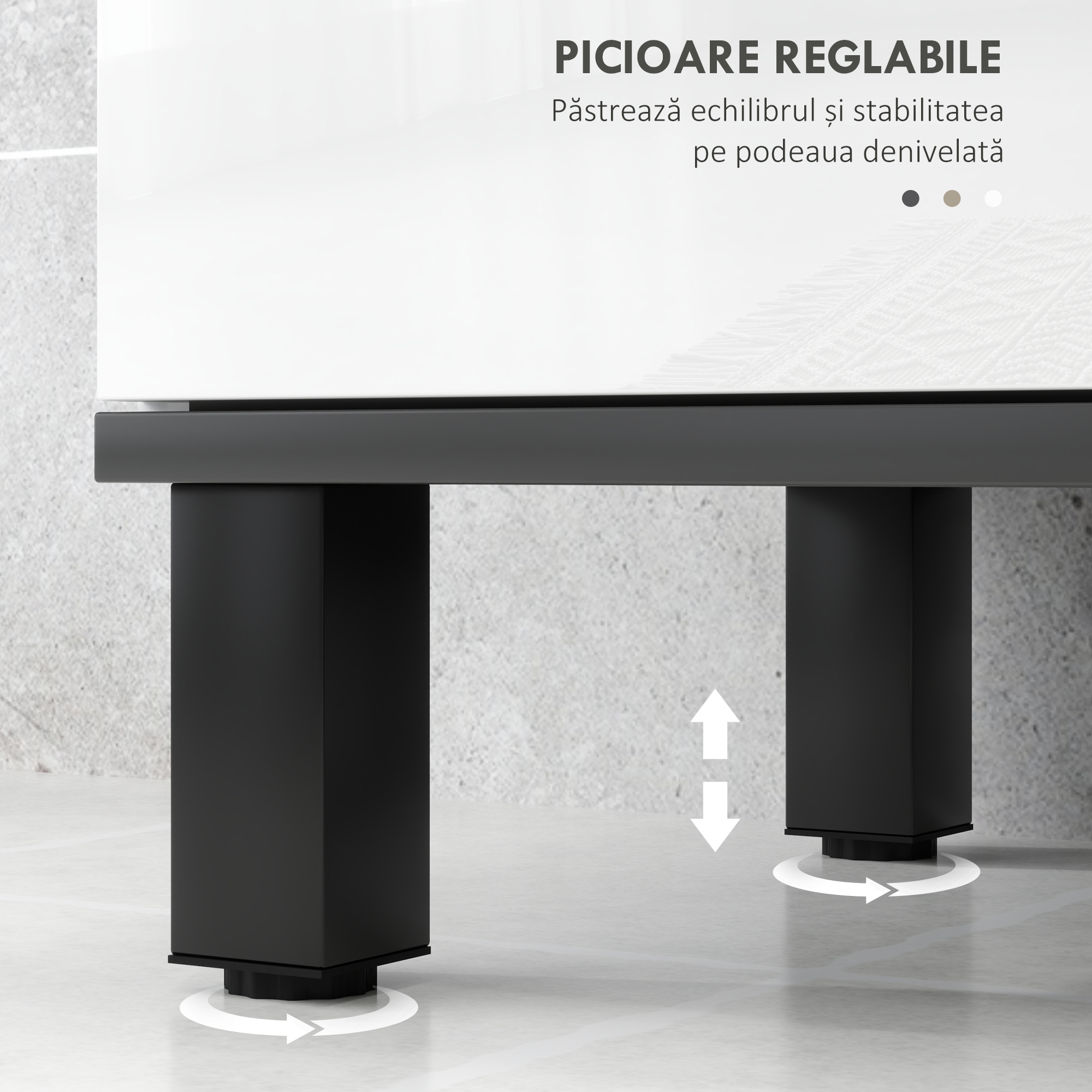  Dulap Sub Chiuveta - Alb Lucios, Cu 2 Usi si Rafturi Reglabile [6]