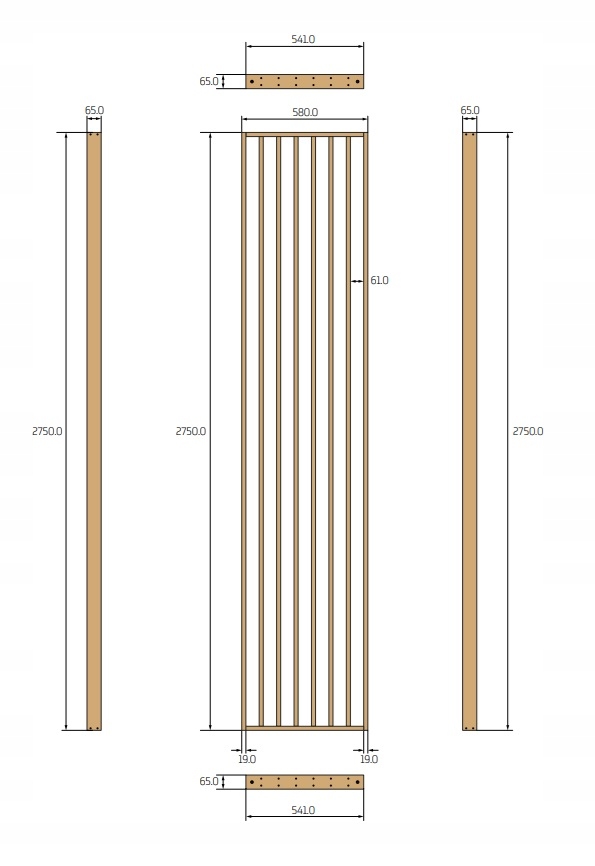 Riflaj perete despartitor MDF, LDA PREMIUM, Negru, 275x58 cm [3]