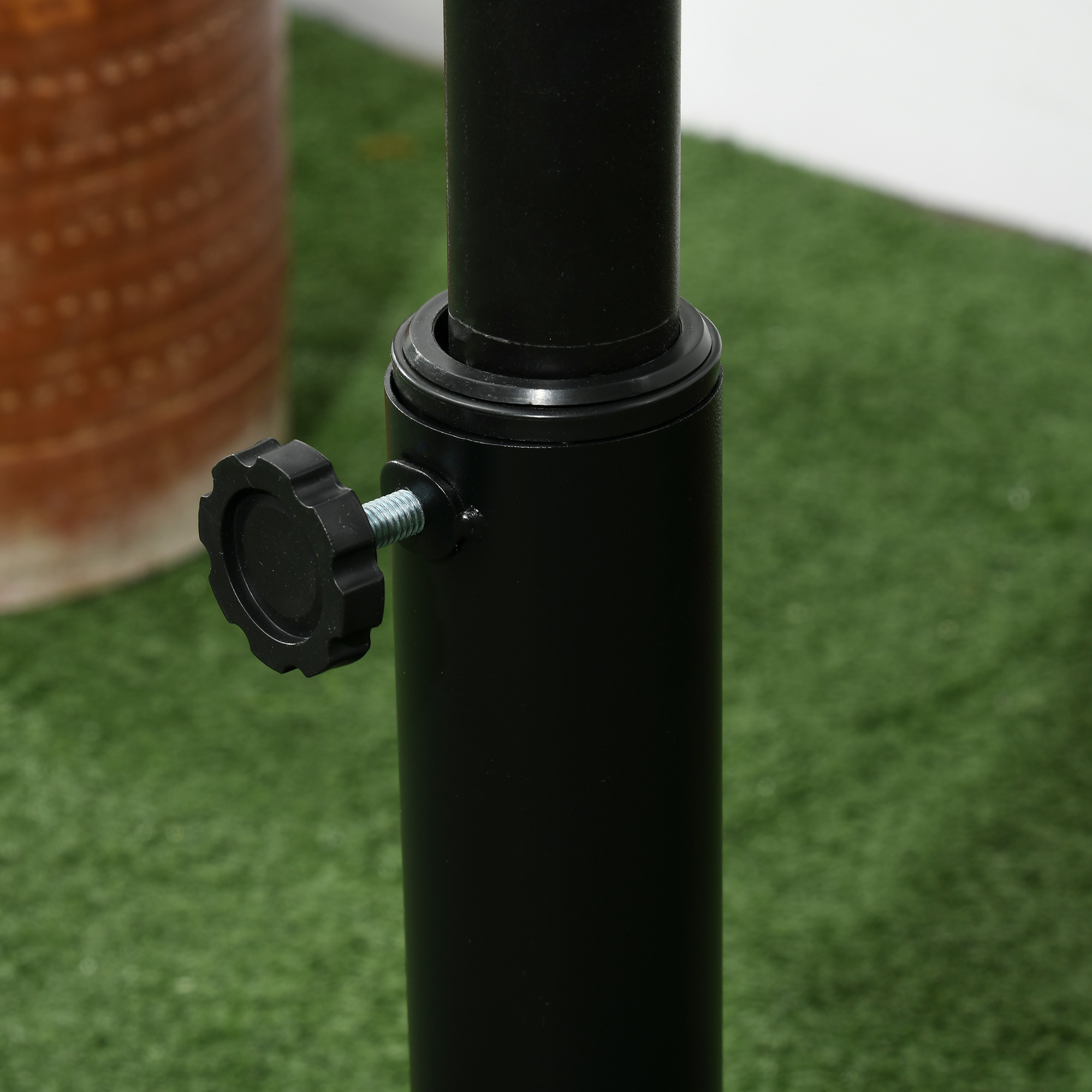  Baza Rotunda pentru Umbrela, Efect Ratan, de 12,5 kg, Suport pentru Stalpi de 38mm si 48mm, Ø44,5 cm, Negru [7]