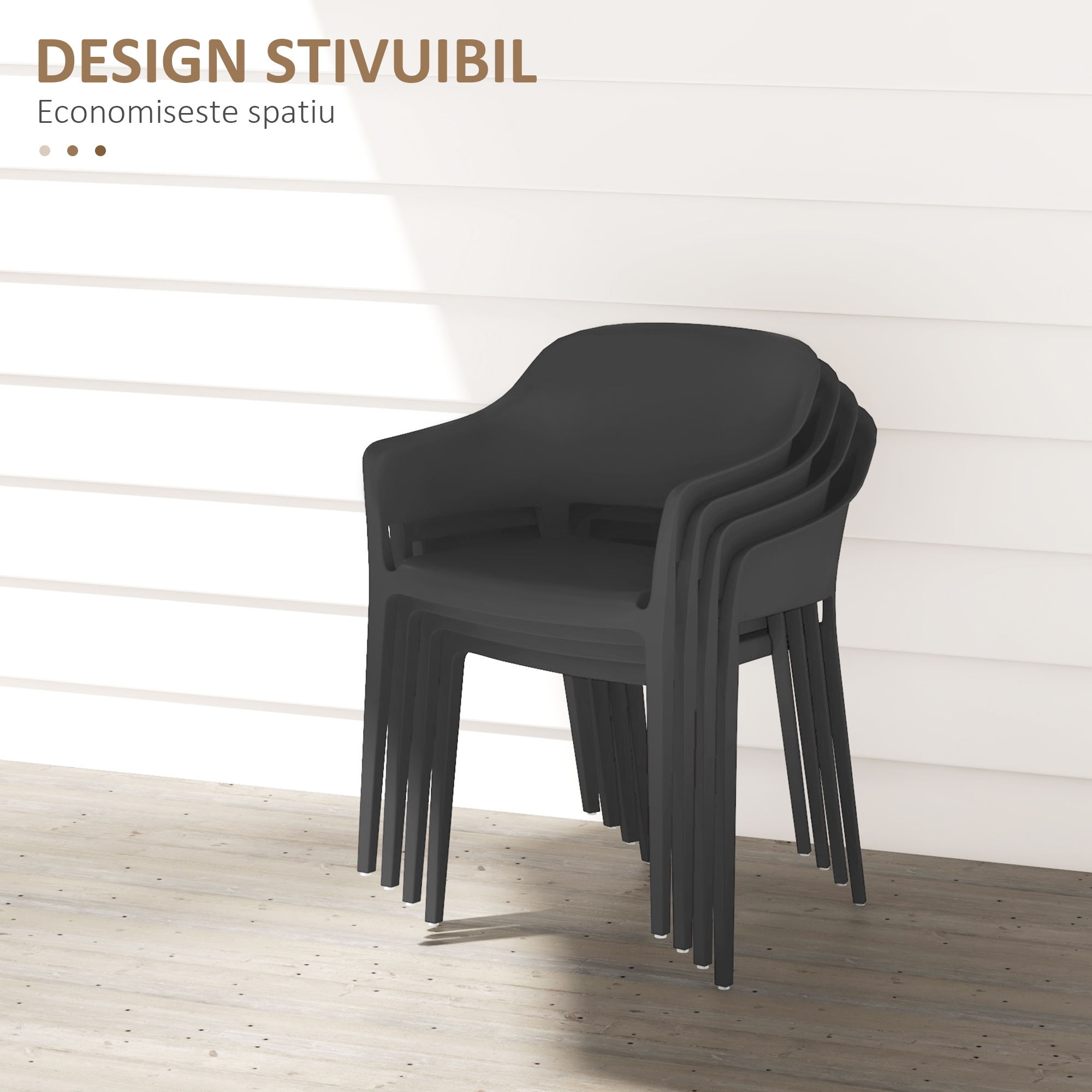  Scaune De Gradina 4 Bucati, Negru [4]