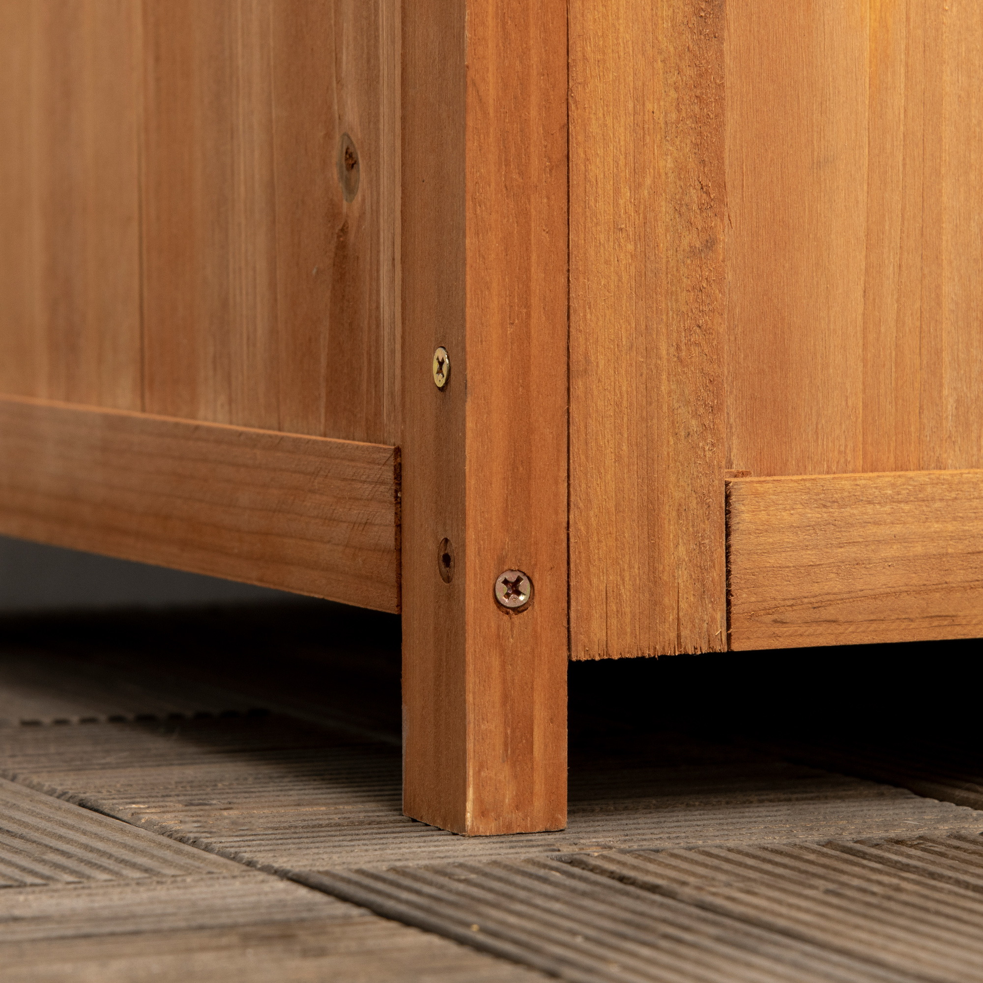  Jardiniera de gradina din lemn de brad maro cu grila pentru plante cataratoare, 40x40x145cm [7]