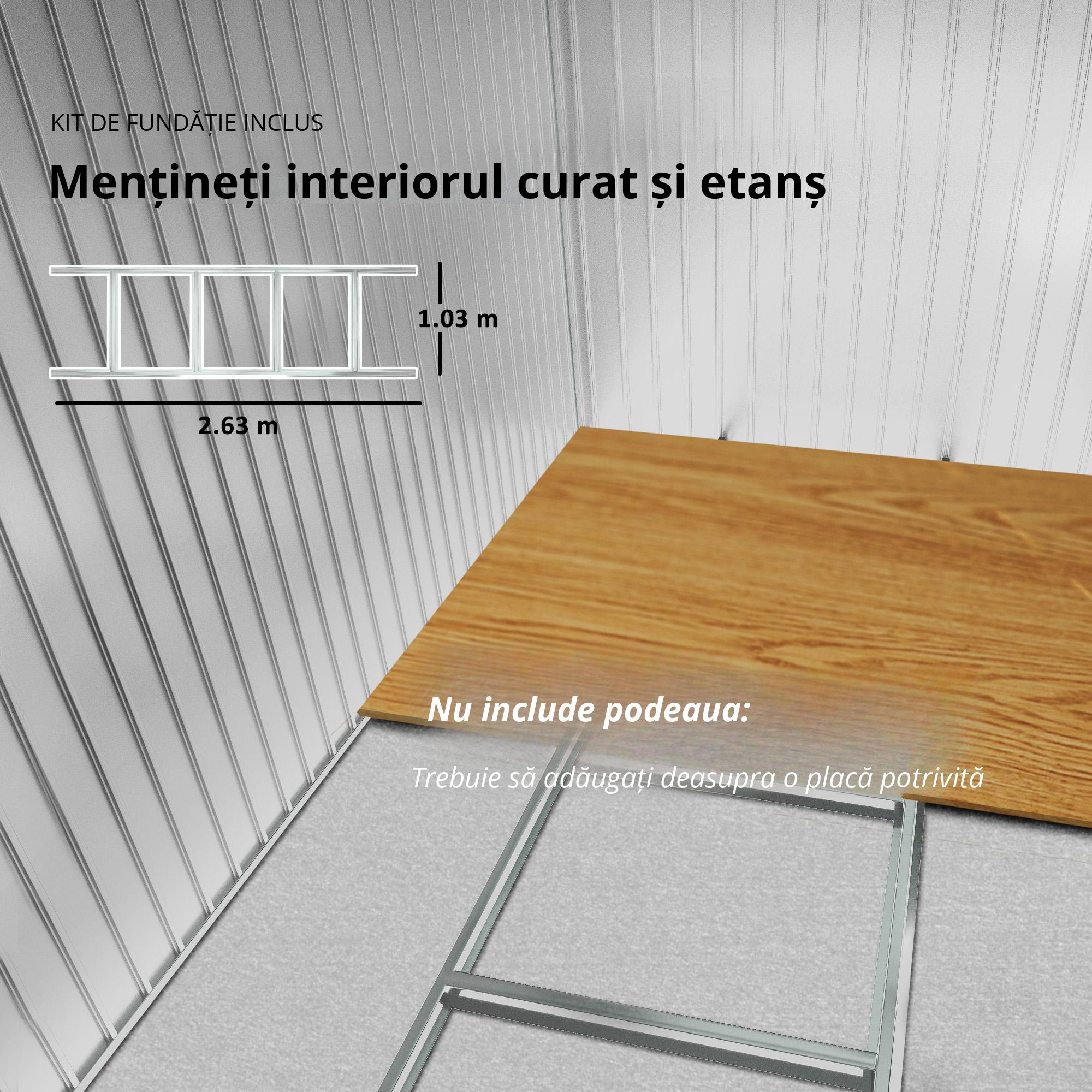  Magazie de gradina 277 x 195 x 192cm cu usi glisante duble, 4 orificii de aerisire, din otel durabil, verde [4]