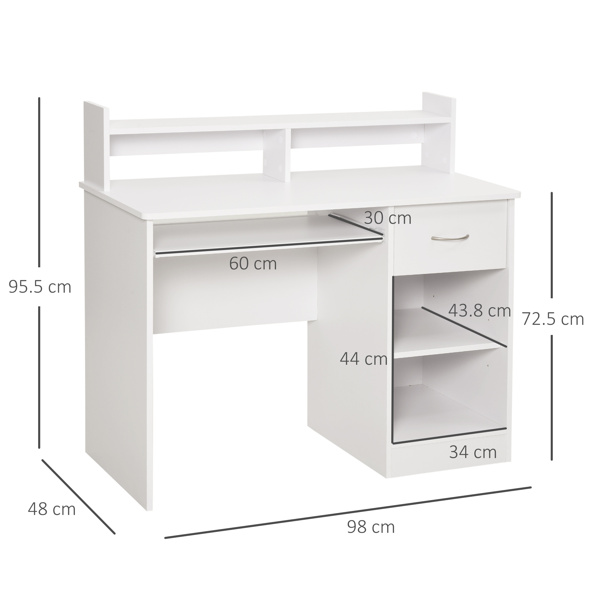  Birou Alb 104×48×95,5 cm - Lemn, Compact & Ideal pentru Acasa [2]