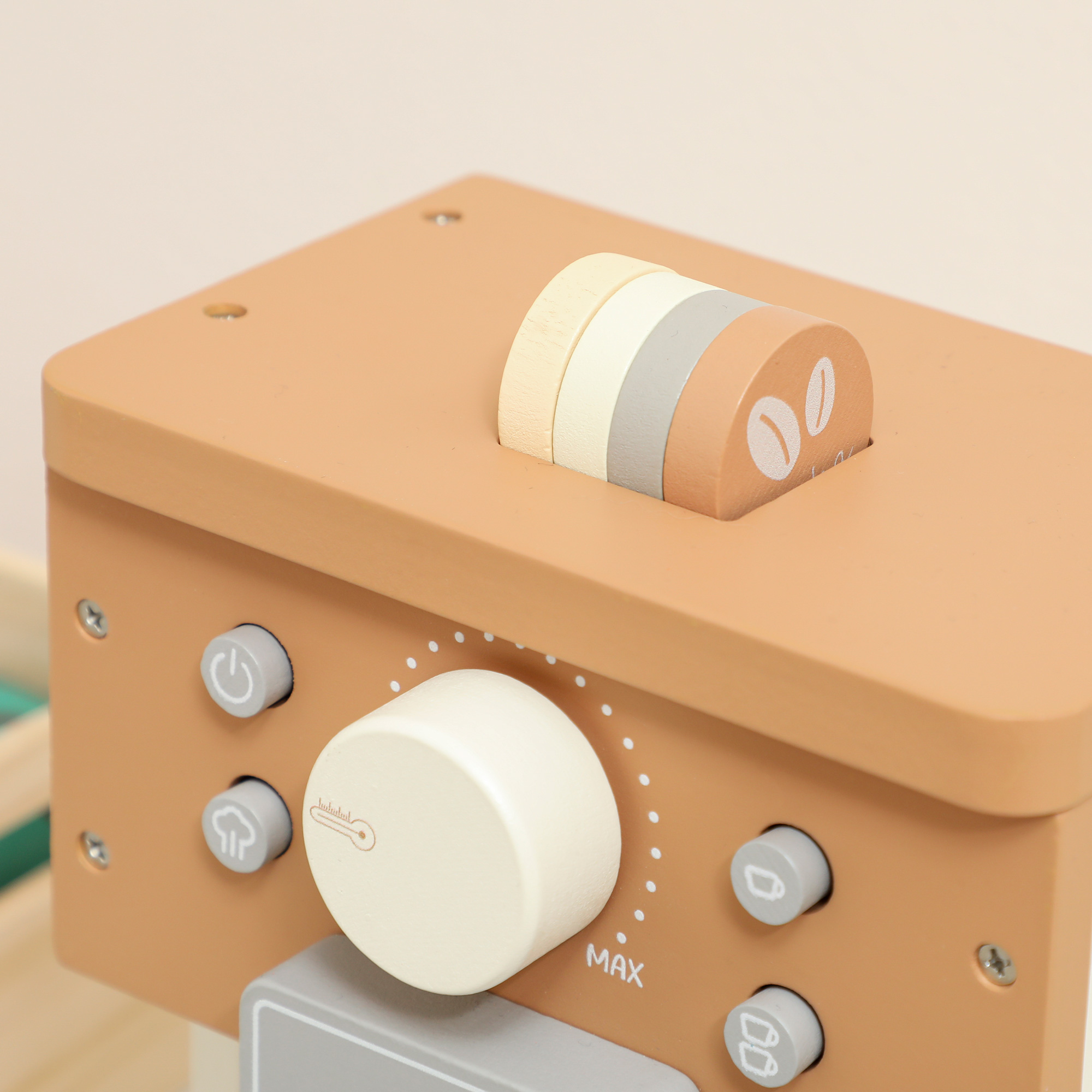  Masina de Cafea pentru Copii din Lemn, Jucarie pentru Joaca de Rol, Bucatarie, Cadou pentru Fete si Baieti 3+ [7]