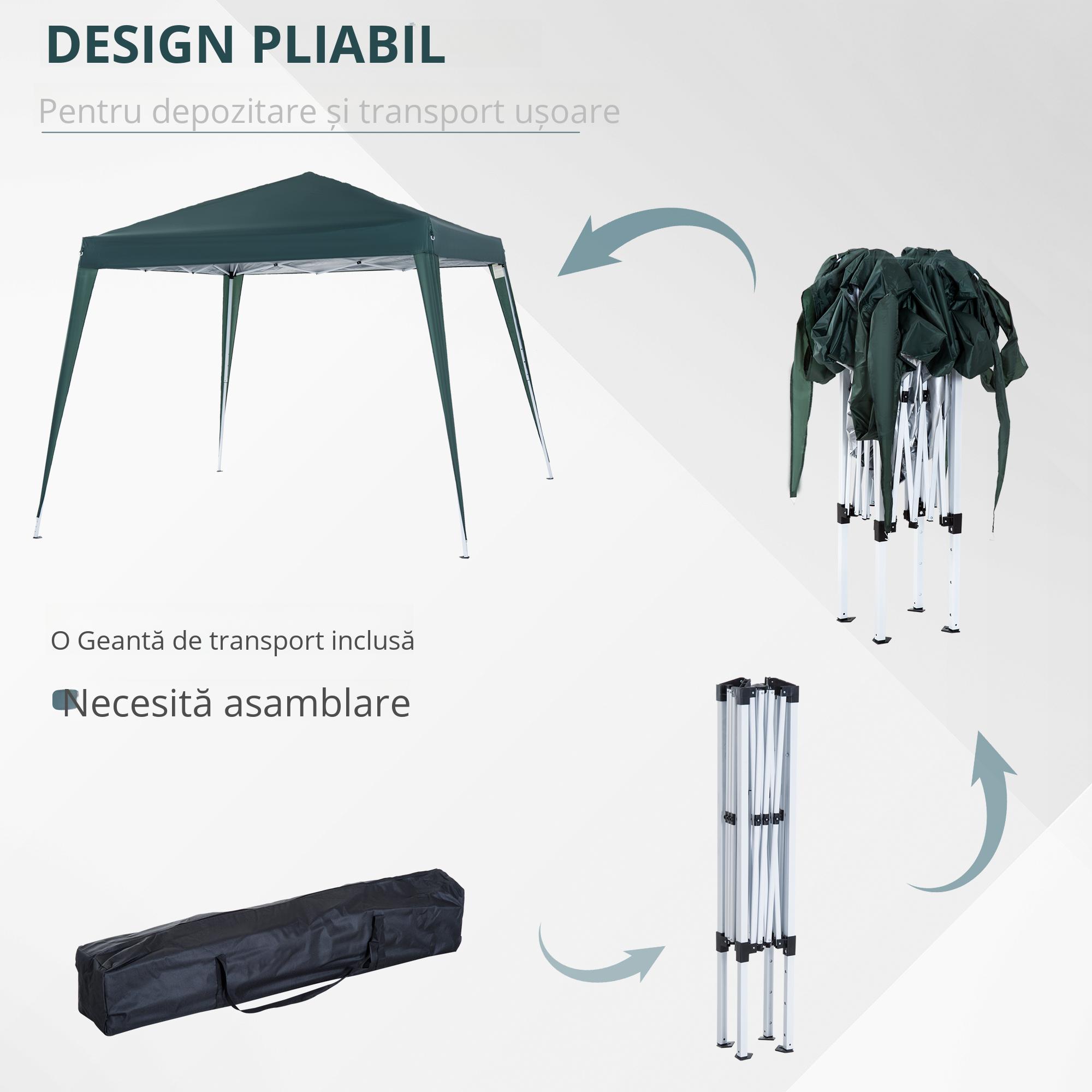  Foisor Pliabil de Gradina 2.4x2.4m in Otel si poliester, Verde [5]