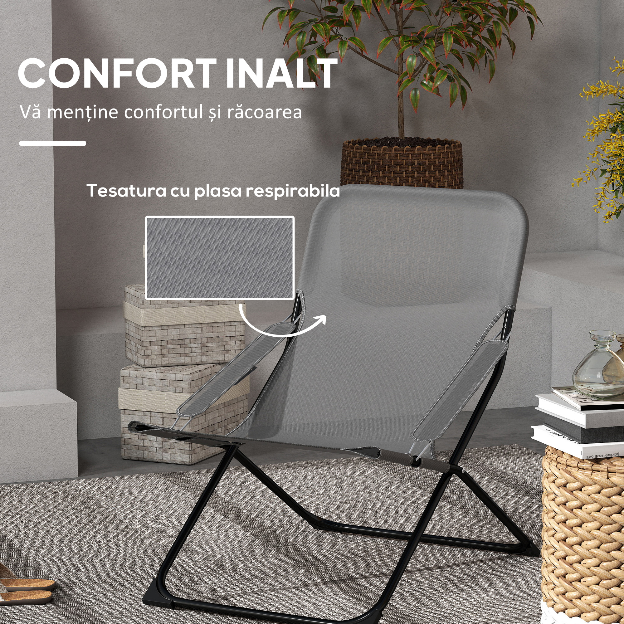  Scaune Rabatabile Pliabile de Terasa cu Spatar Reglabil [3]