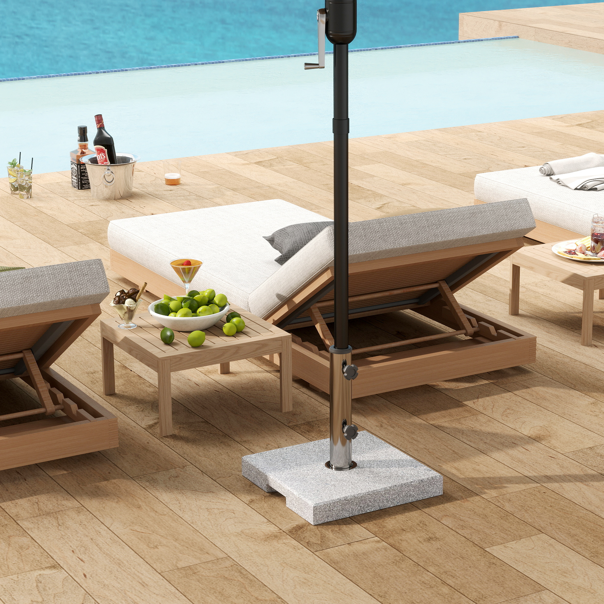  Baza pentru Umbrela din Granit 21 kg, Baza Patrata pentru Umbrele de Exterior cu Manere si 2 Butoane Reglabile, Ideala pentru Gradina, Patio, Marginea Piscinei, Gri [6]