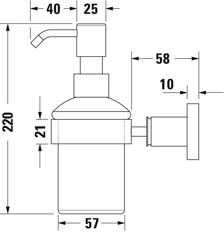 Dozator sapun Duravit 0099161000, baie D-Code, tip instalare pe perete, volum ml 200, numar orificii instalare 2, crom [8]