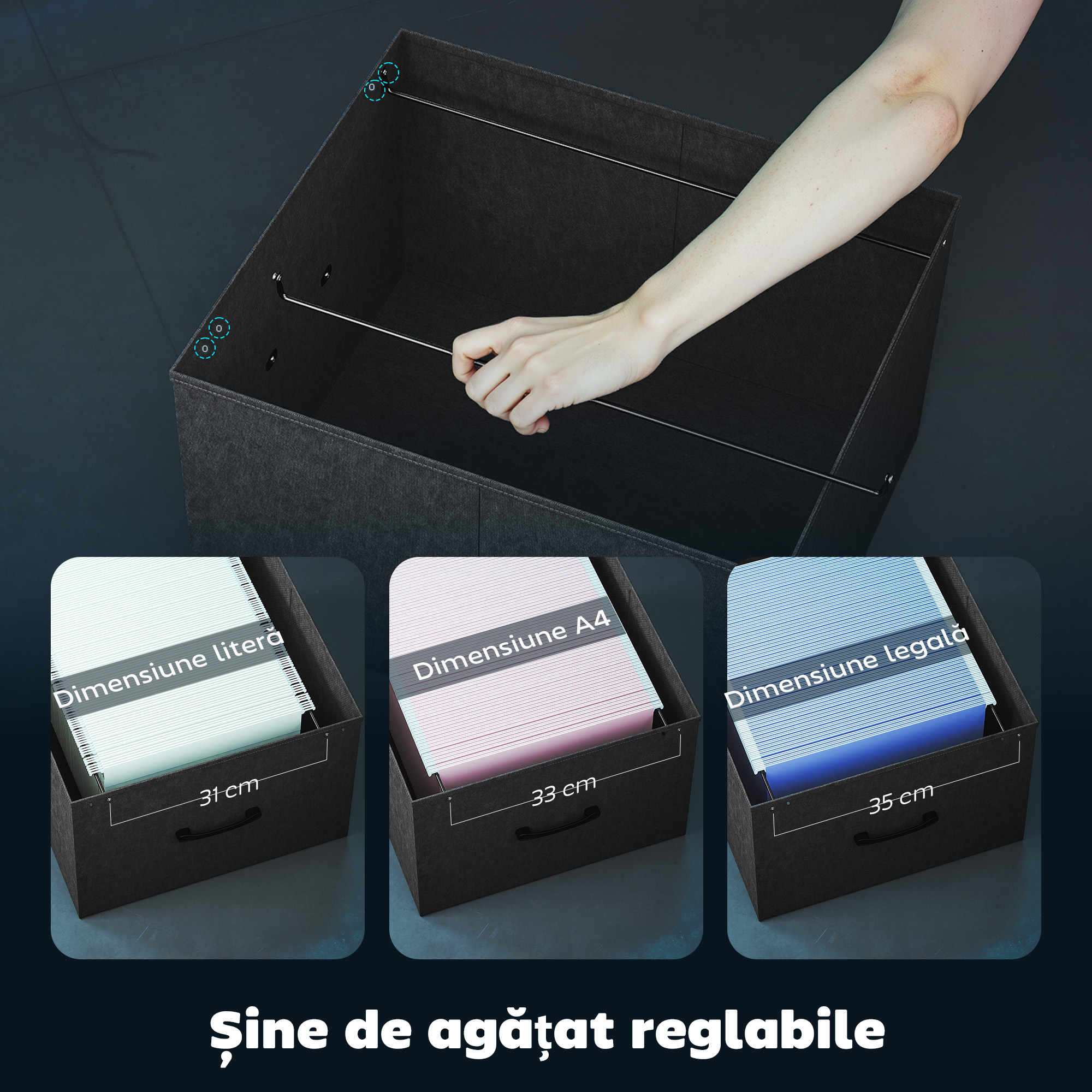  Birou Gaming cu Spatii de Stocare si 2 Suporturi pentru Monitoare, din Lemn si Otel, 165x80x91.5 cm, Negru [6]