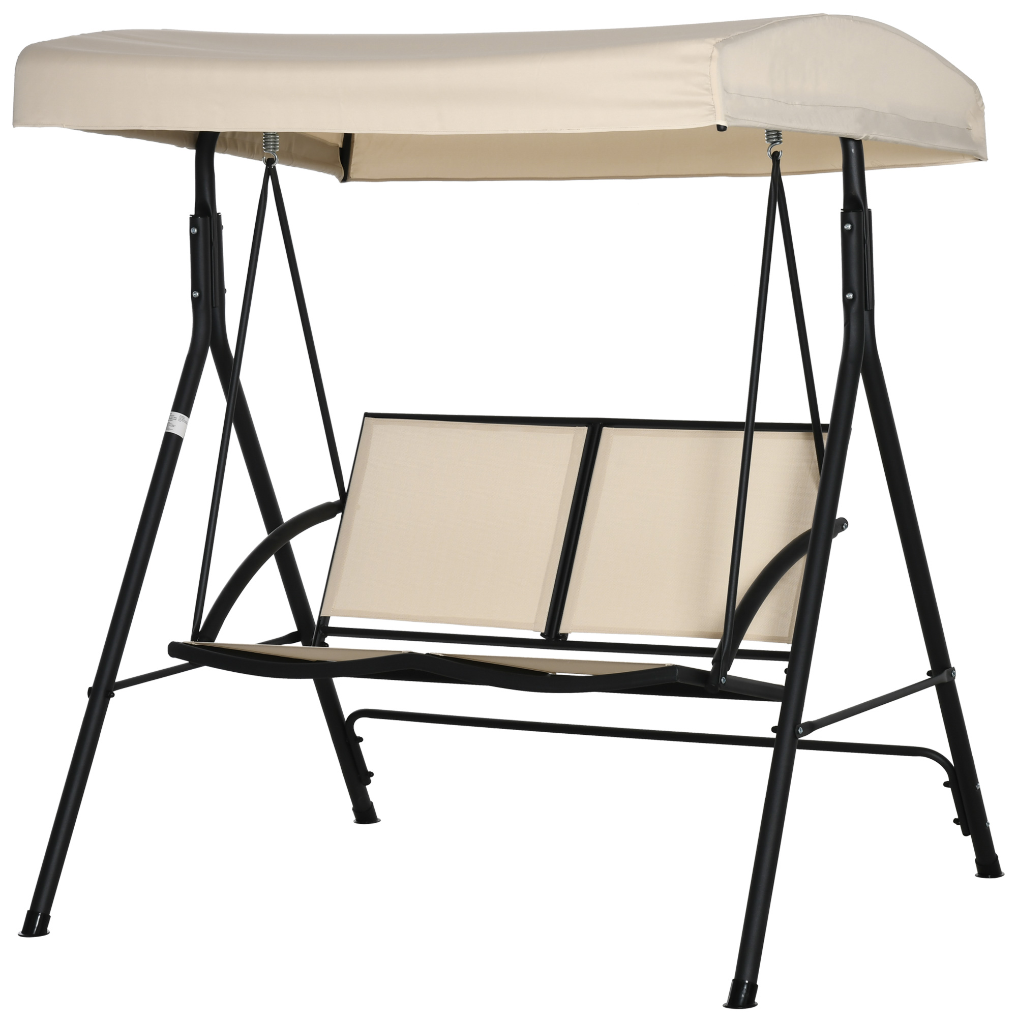  Balansoar cu 2 Locuri de Gradina pentru Exterior, 140x118x162cm Bej [3]