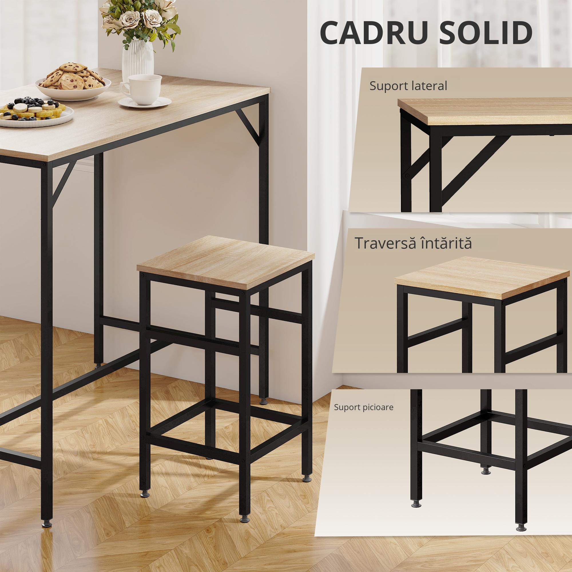  Set Masa inaltata + 4 Scaune Stil Industrial - Metal & Lemn, Ideal pentru Living/Bucatarie [6]