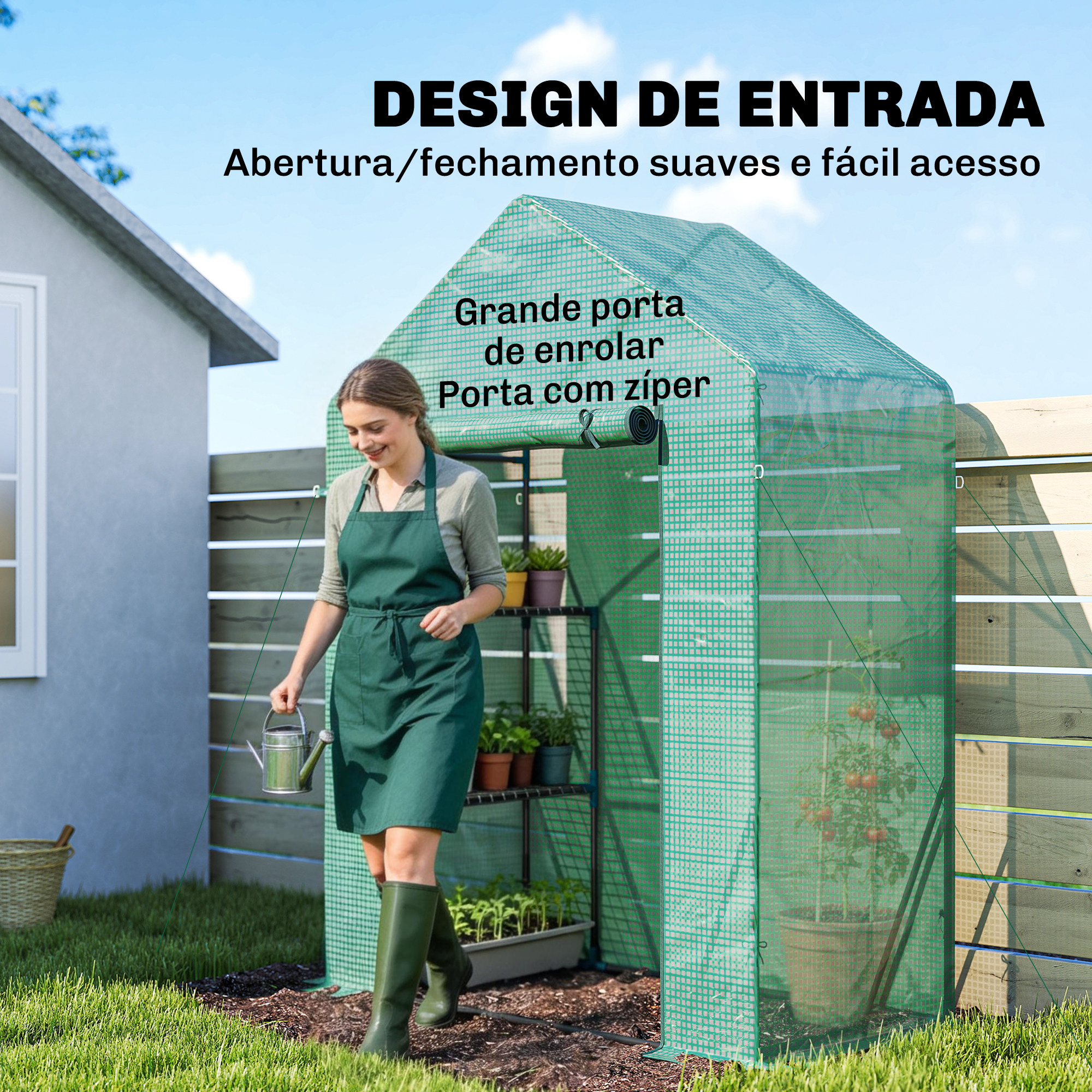  Sera de Gradina 143 x 73 x 195 cm cu Rafturi cu 2 Etaje, Verde [4]