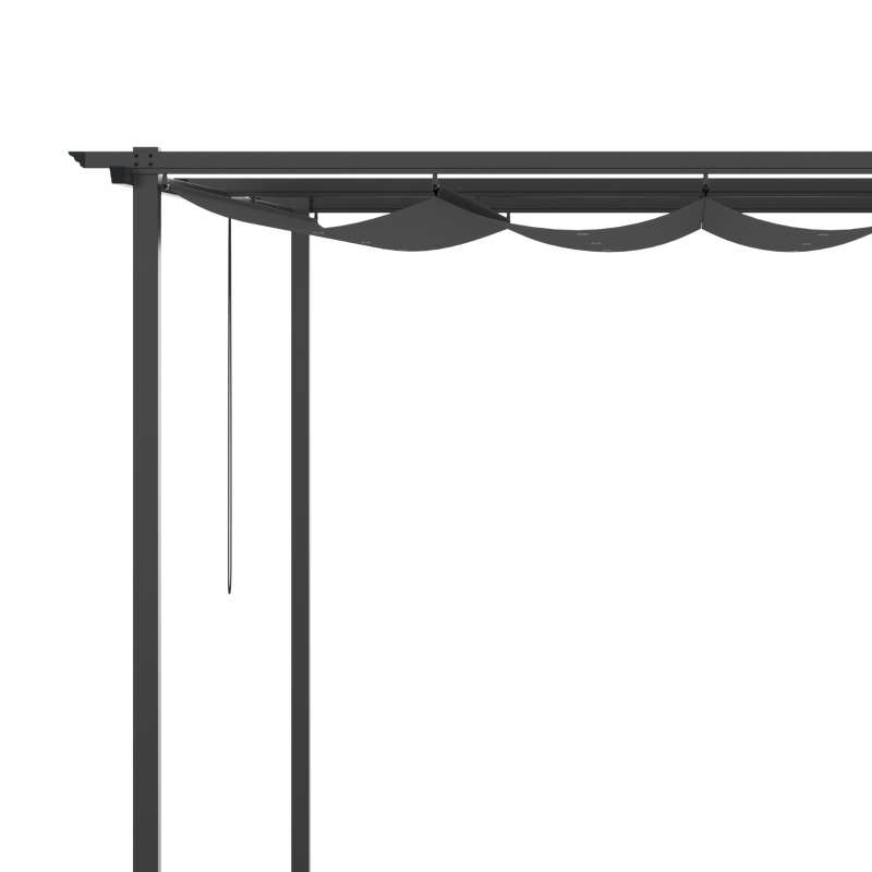  Foisor tip pergola din otel si poliester cu acoperis de protectie culisant, suruburi si carlige incluse, 390x290x220 cm, gri [6]