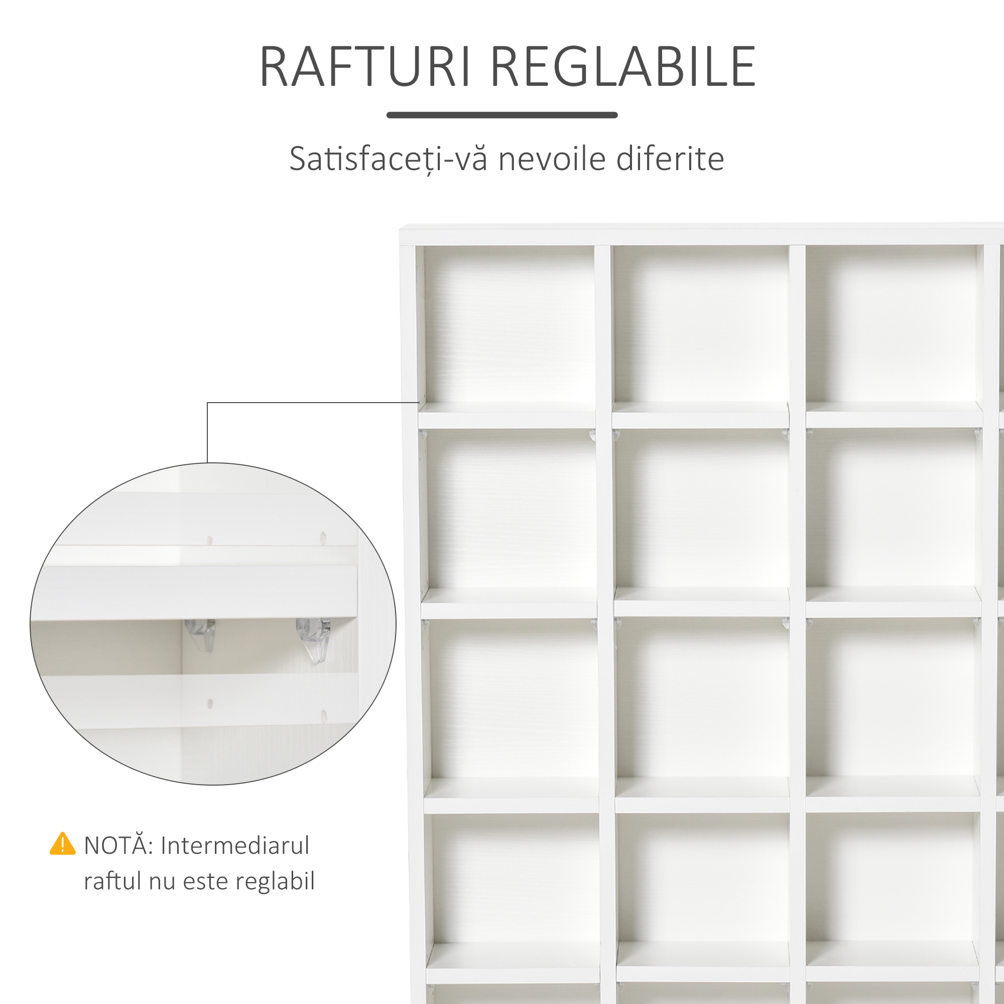  Mobilier Librerie in Lemn 24 Compartimente, Alb, 130.5x89x20cm [4]