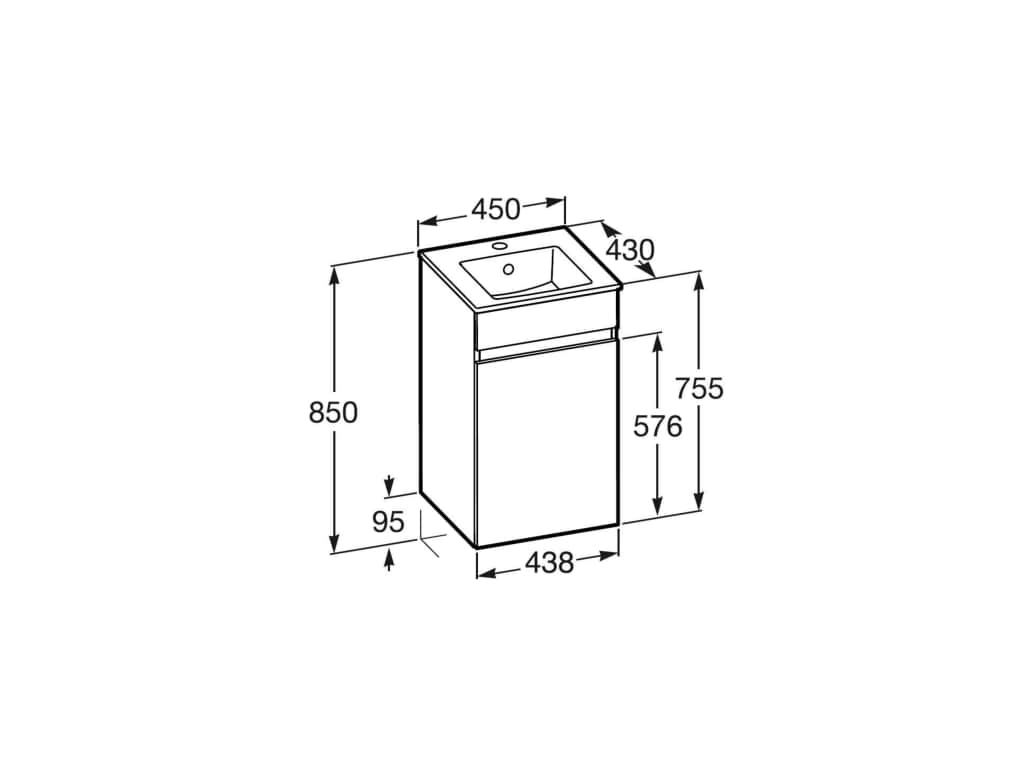 Dulap cu lavoar Roca A852501806, lavoar N-Cube, montaj pe perete, lavoar inclus, tip deschidere maner, tip maner cantuit [1]
