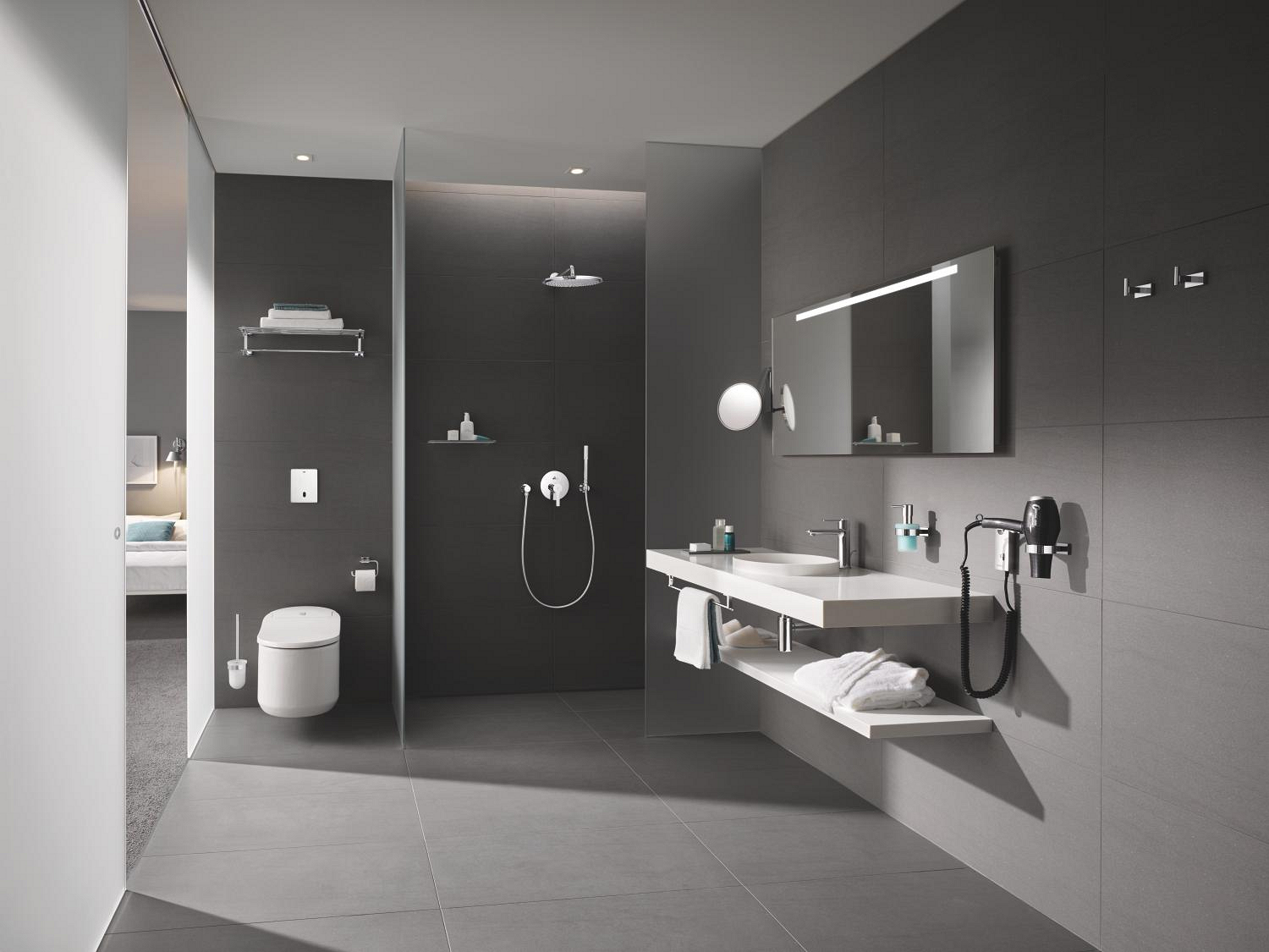 Palarie de dus Grohe 26066000, Dus fix Rainshower 310, montaj pe perete, diametru 310 mm, conexiune instalare 1/2, crom [4]