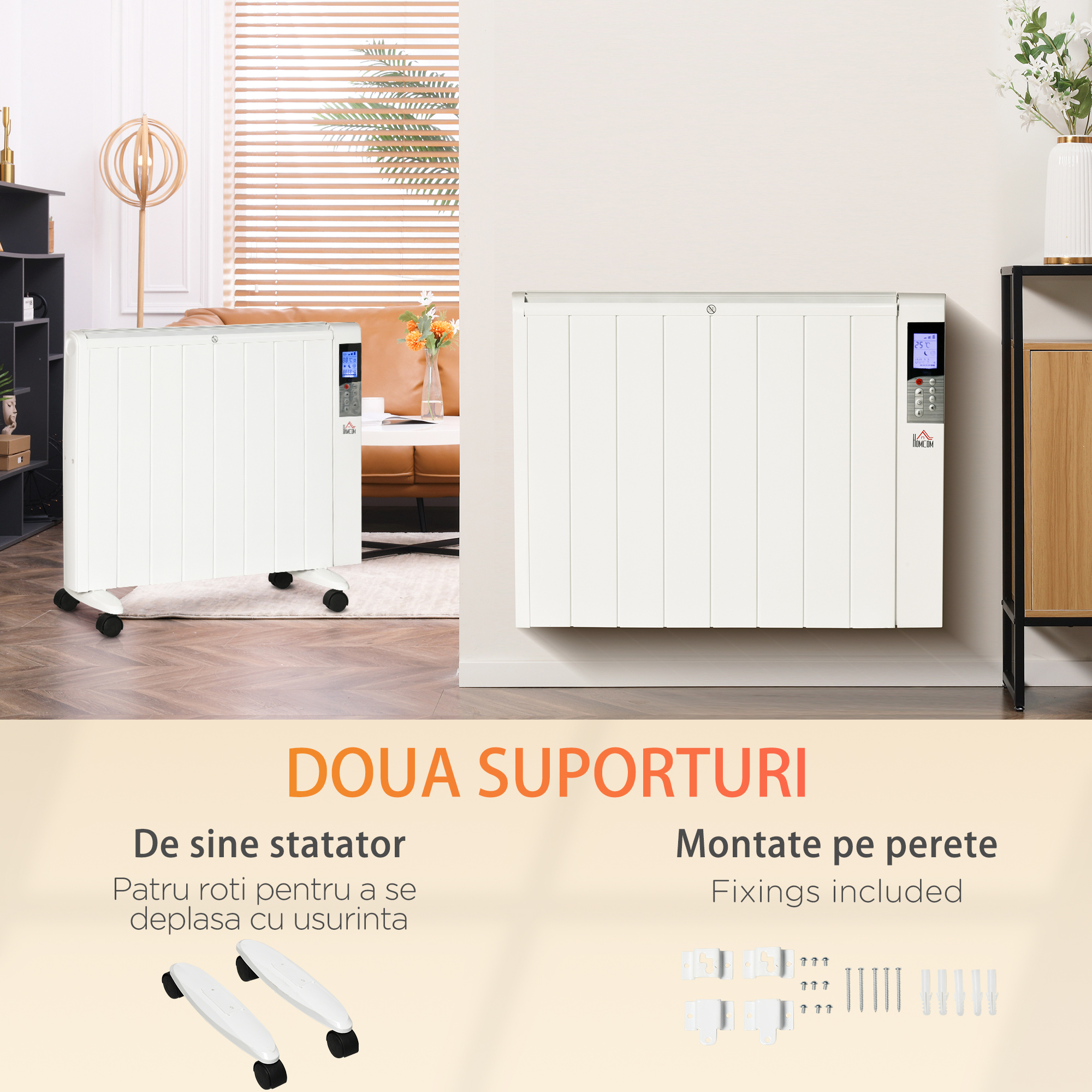  Incalzitor cu conventie, incalzire silentioasa, portabil sau montat pe perete cu detectarea deschiderii ferestrei, temporizator, telecomanda, oprire de siguranta [3]