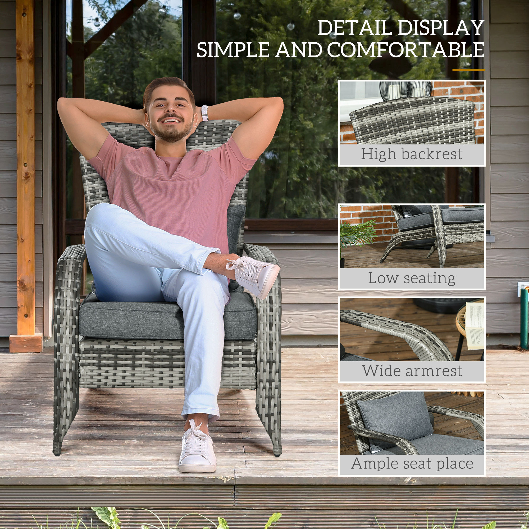  Scaun Rachita Adirondack pentru Gradina, Gri [4]