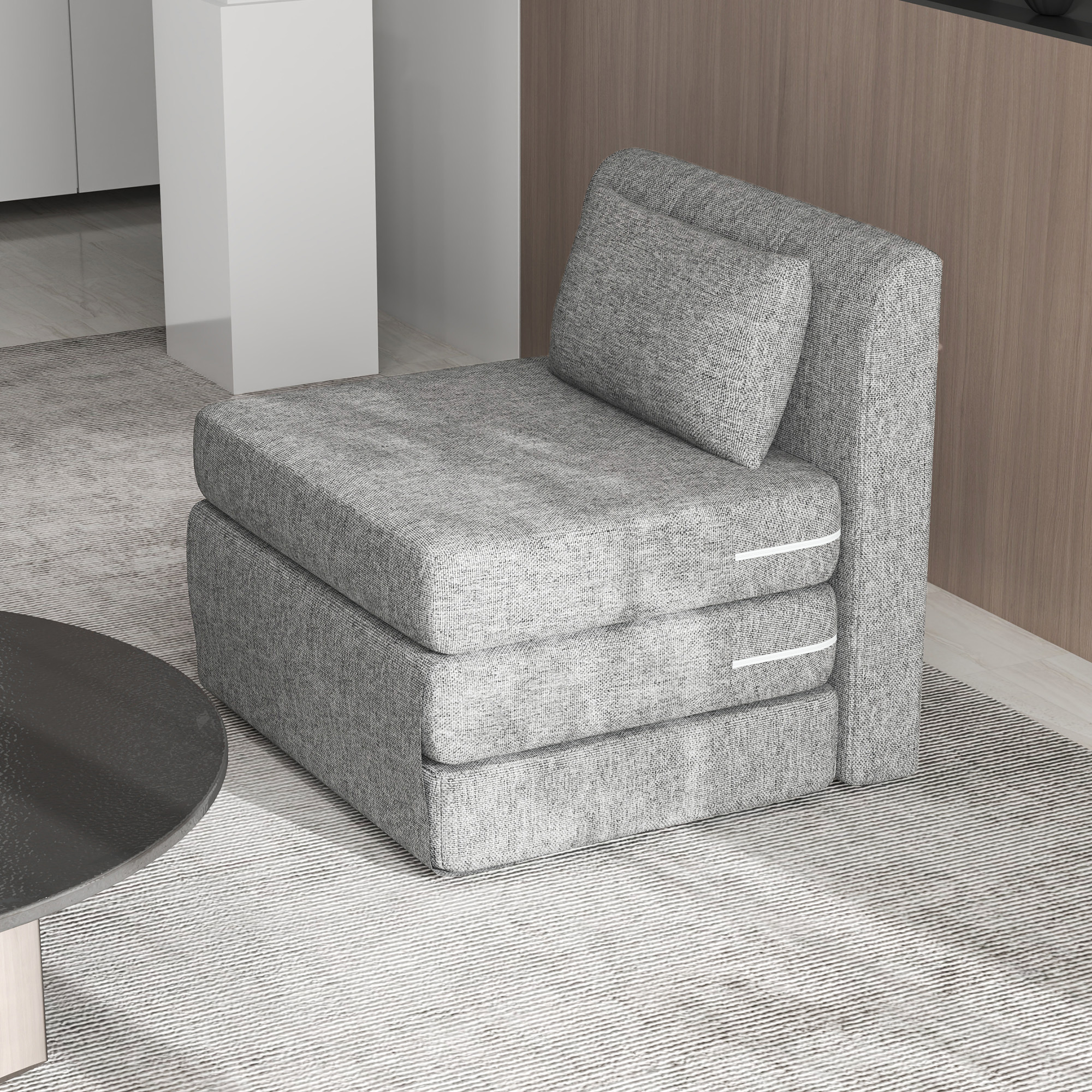  Fotoliu Pat Pliabil cu 3 Sectiuni, 80x75x74 cm, Gri [7]