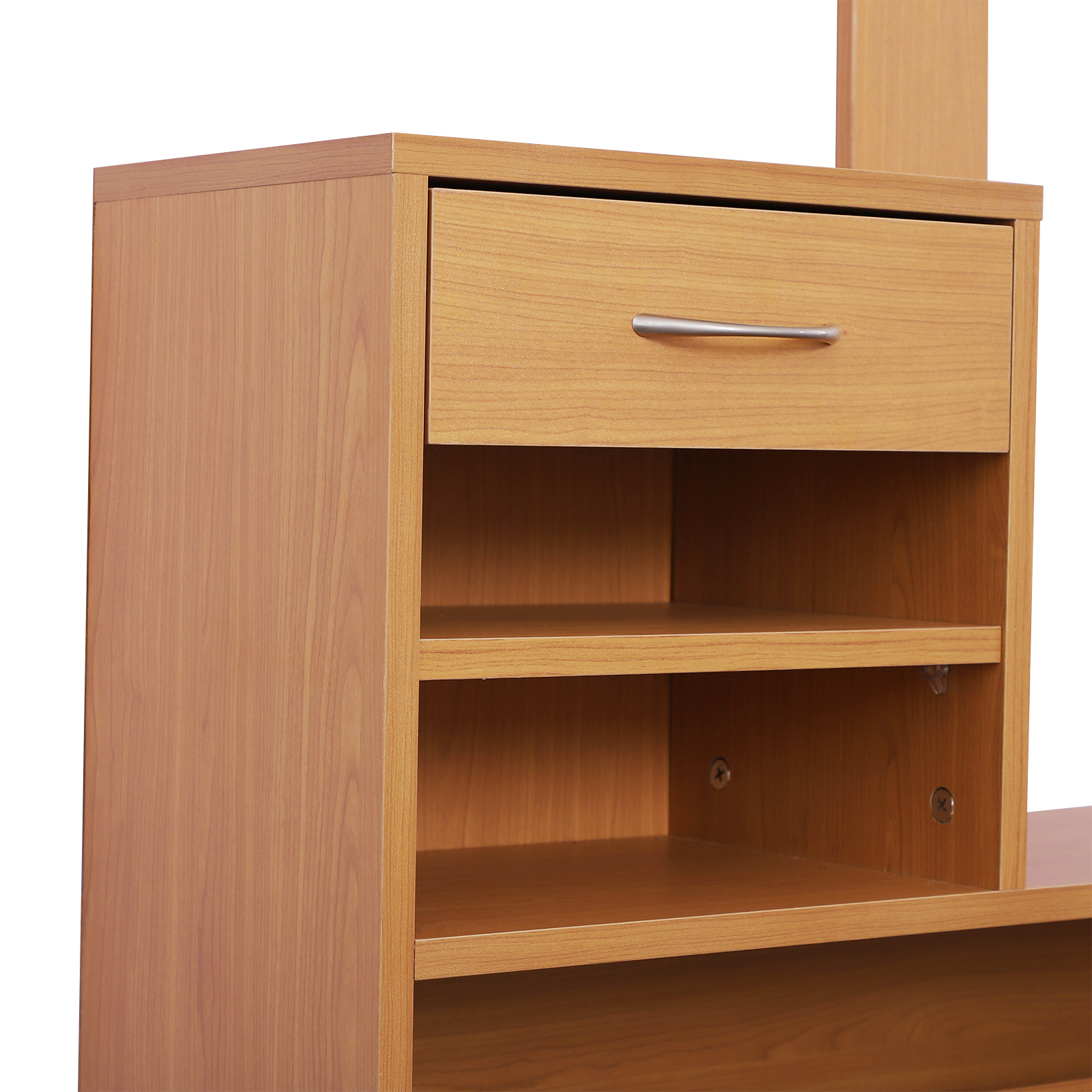  Mobilier Garderoba Dulap Pantofi Reglabil cu Oglinda si Cuier 6 carlige pentru Hol si Dormitor 90x22x116cm Lemn [6]