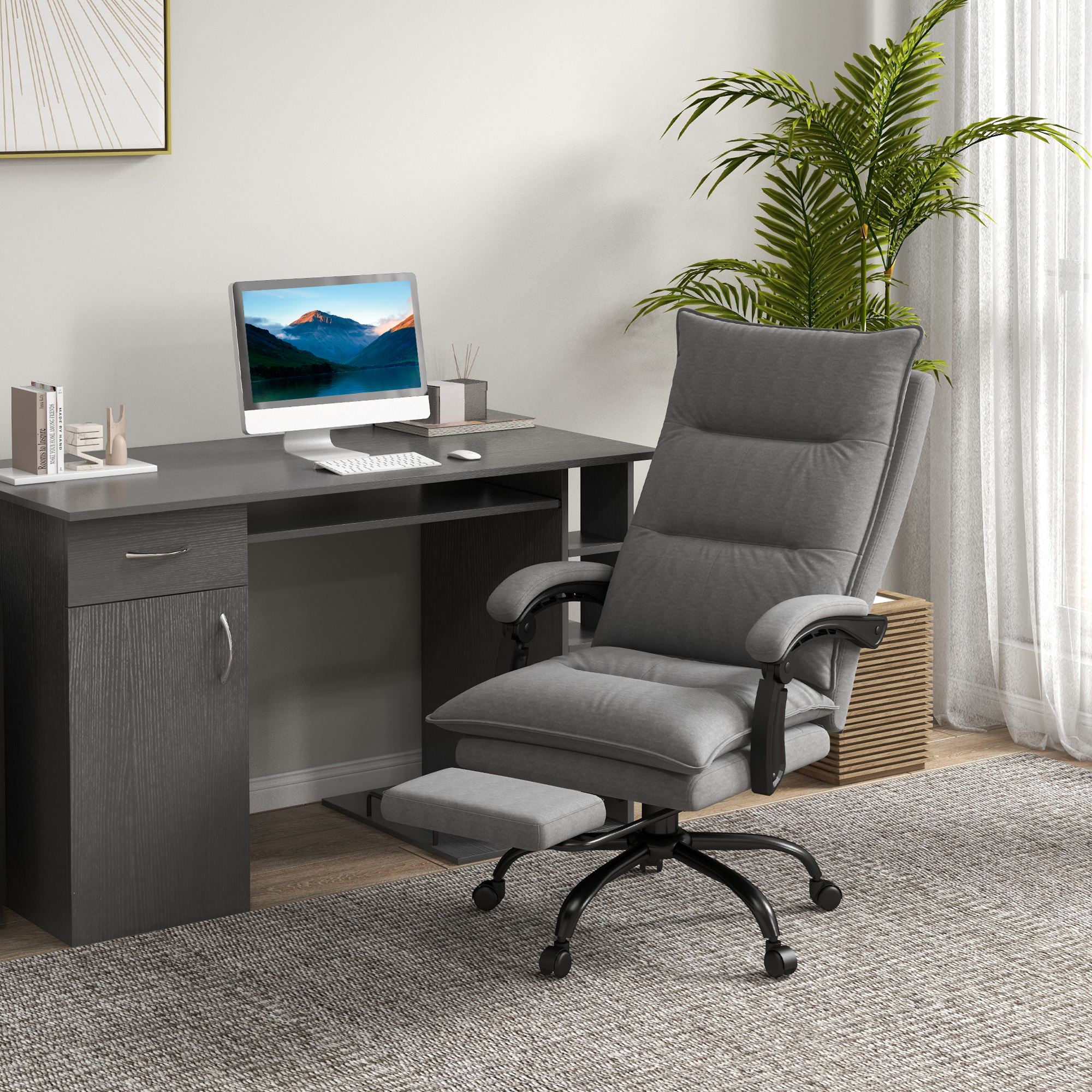  Scaun de birou cu masaj si incalzire, inaltime ajustabila, spatar reclinabil, 66x74x121,5cm, gri [8]