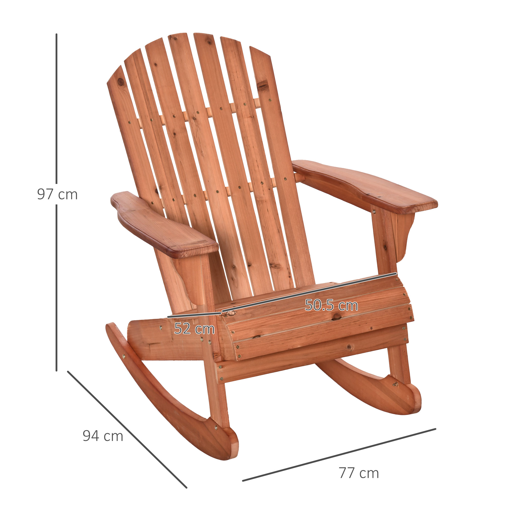  Scaun Adirondack Impermeabil din Lemn pentru Gradina si Exterior, 77x94x97 cm, Lemn Natural [2]
