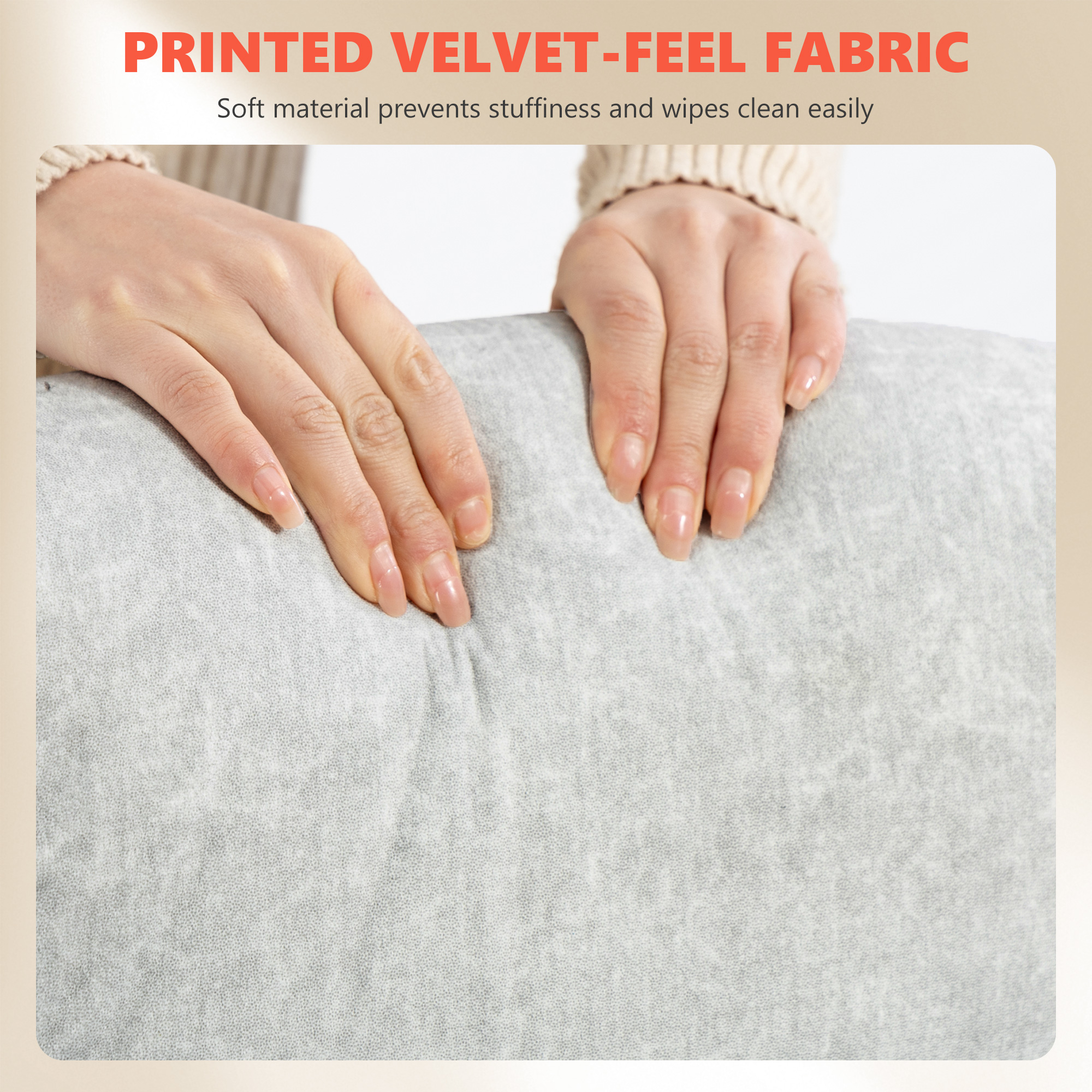 Scaun Ergonomic , Spatar inalt, Tapitat in Catifea Imprimata, Cotiere Rabatabile, Alb Crem [5]