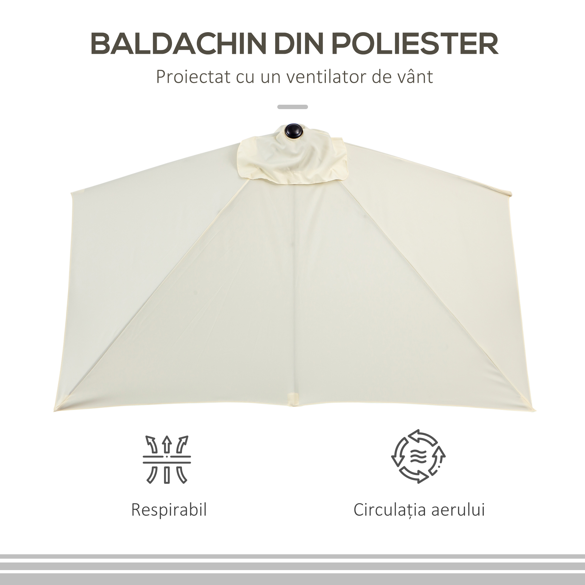  Umbrela de perete semiluna economisitoare de spatiu, cu deschidere manuala, bej [6]