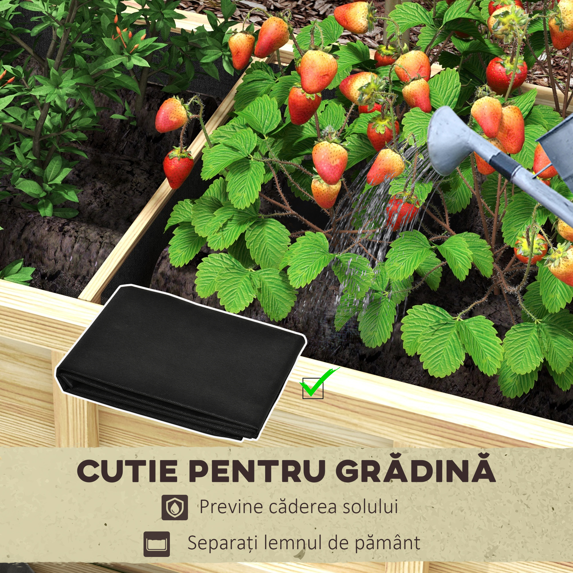  Jardiniera inaltata din Lemn cu Raft Inferior, Separator, Gauri de Drenaj, 115x46x75 cm, Culoare Lemn [5]