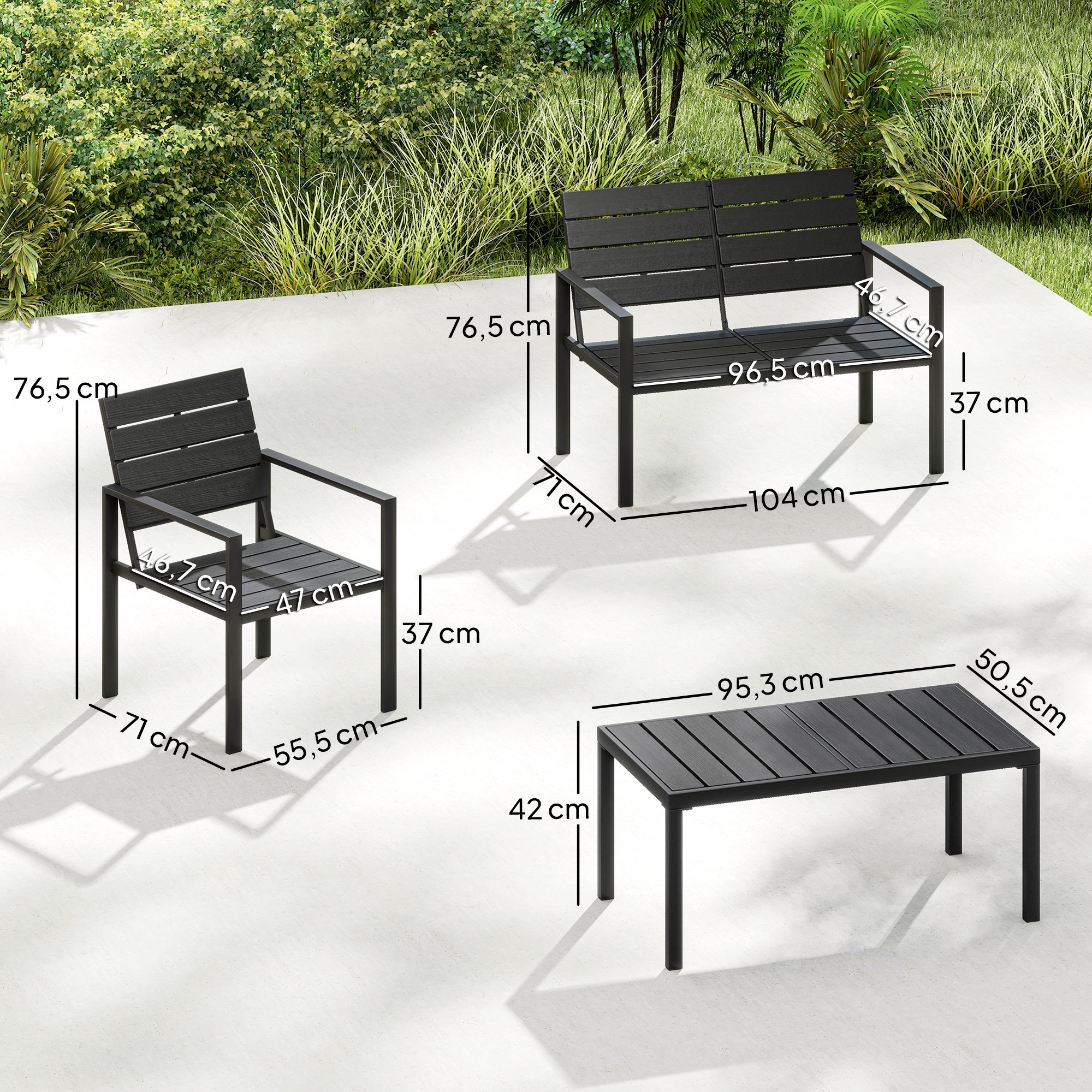  Set Mobilier de Gradina cu Canapea, Fotolii si Masuta, Ideal pentru Exterior [2]