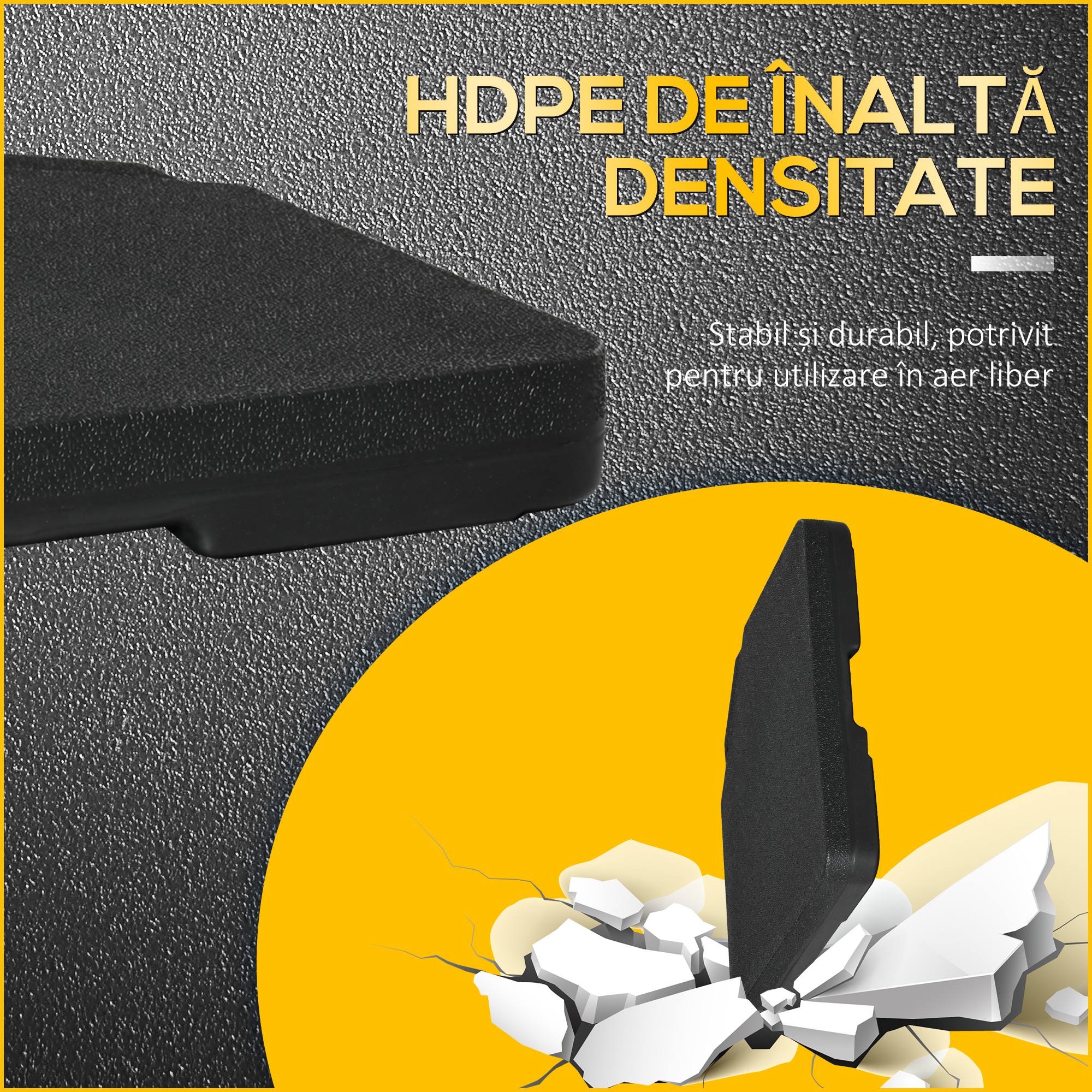  Baza pentru Umbrela din 4 Piese Reumplibila cu Apa sau Nisip si Carlige de Conexiune, Negru [5]