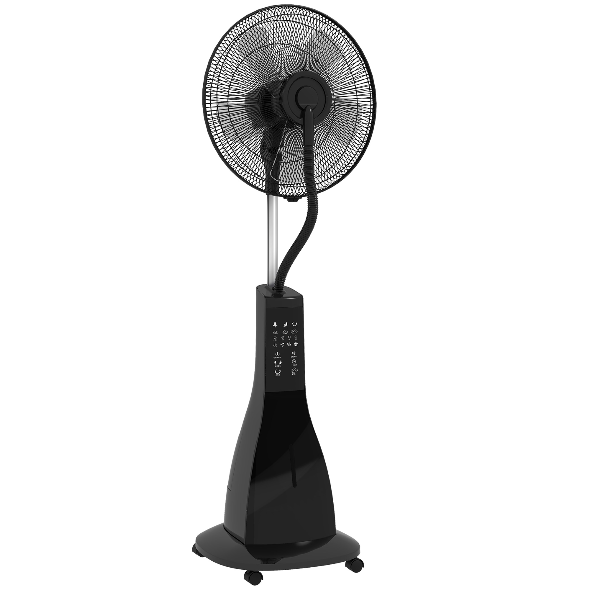 Instalatii sanitare, termice & climatizare - , Ventilator pe Picior, cu Pulverizare de Apa, Metal, ABS, 44.5 x 38.5 x 120 cm, Negru