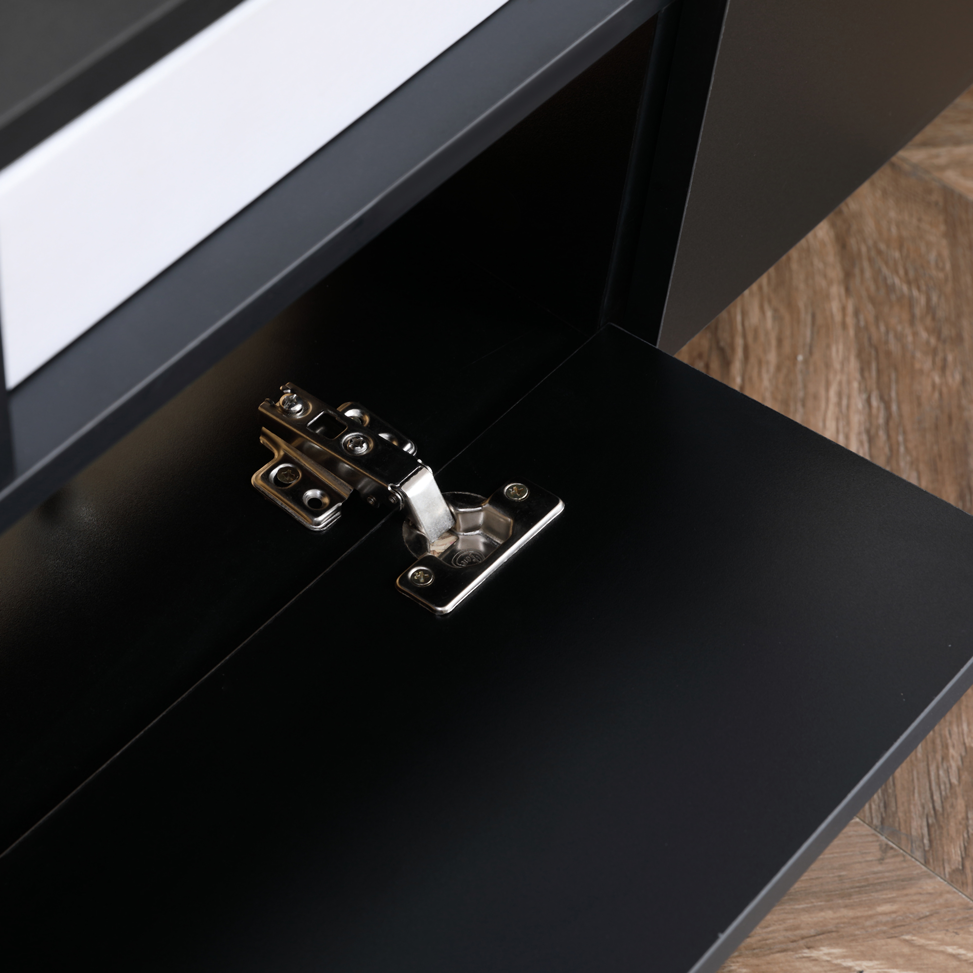  Suport TV Modern 130 cm cu Dulapuri si Rafturi - Negru [3]