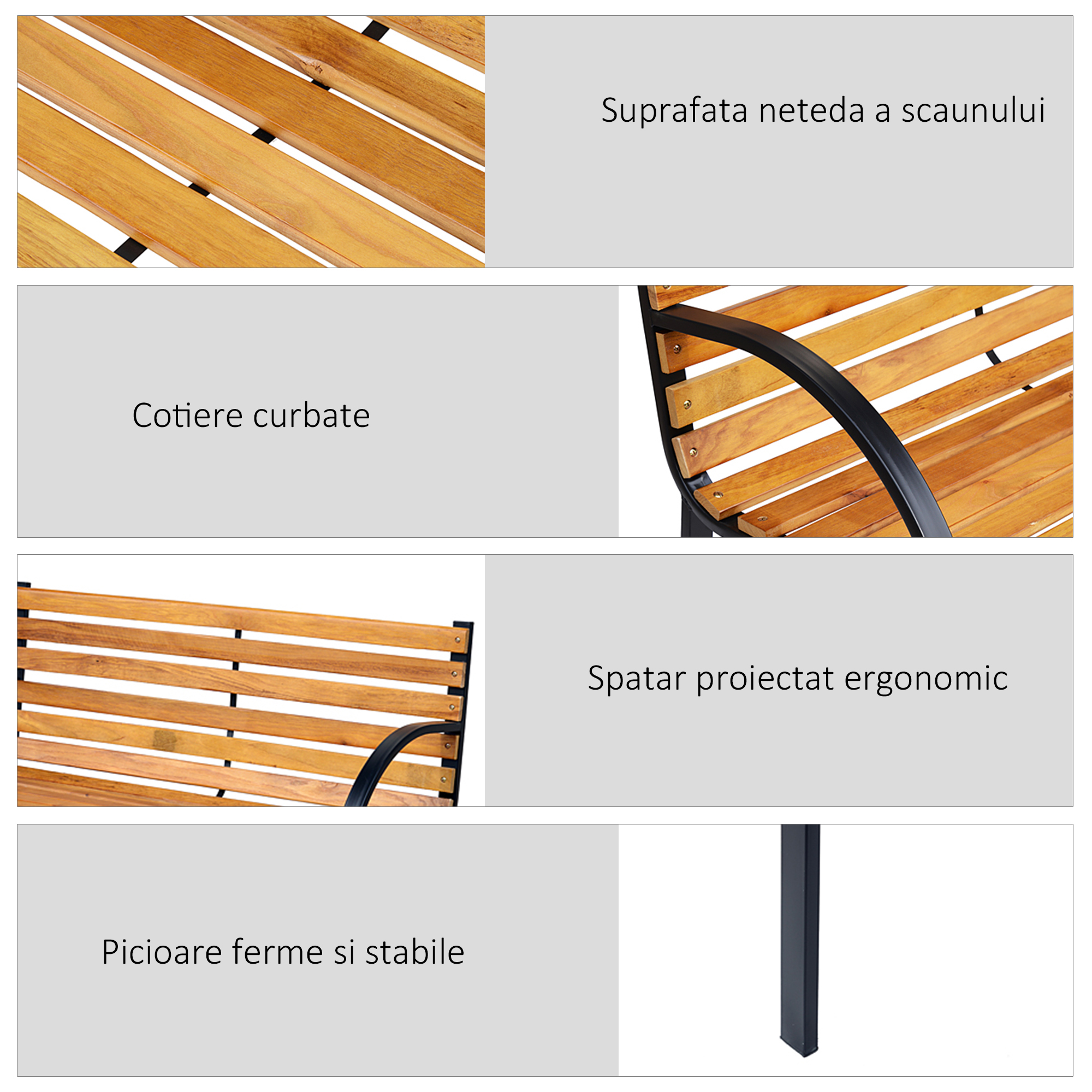  Banca de Gradina sau Terasa cu 2 locuri, in Otel 122L x 60L x 83Hcm [3]