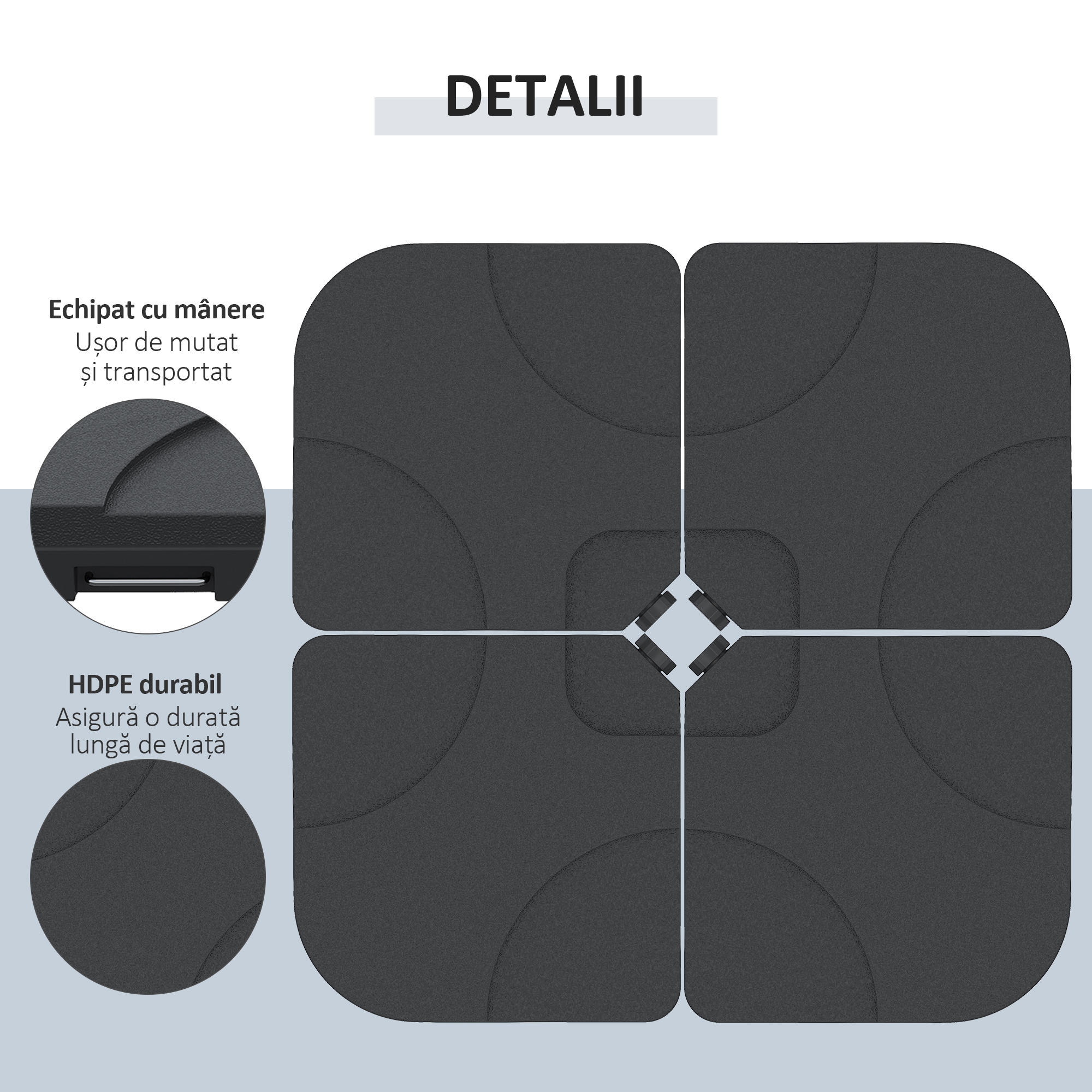  Set 4buc Baza pentru Umbrela de Gradina in Plastic 50 × 50 × 7.5cm [5]