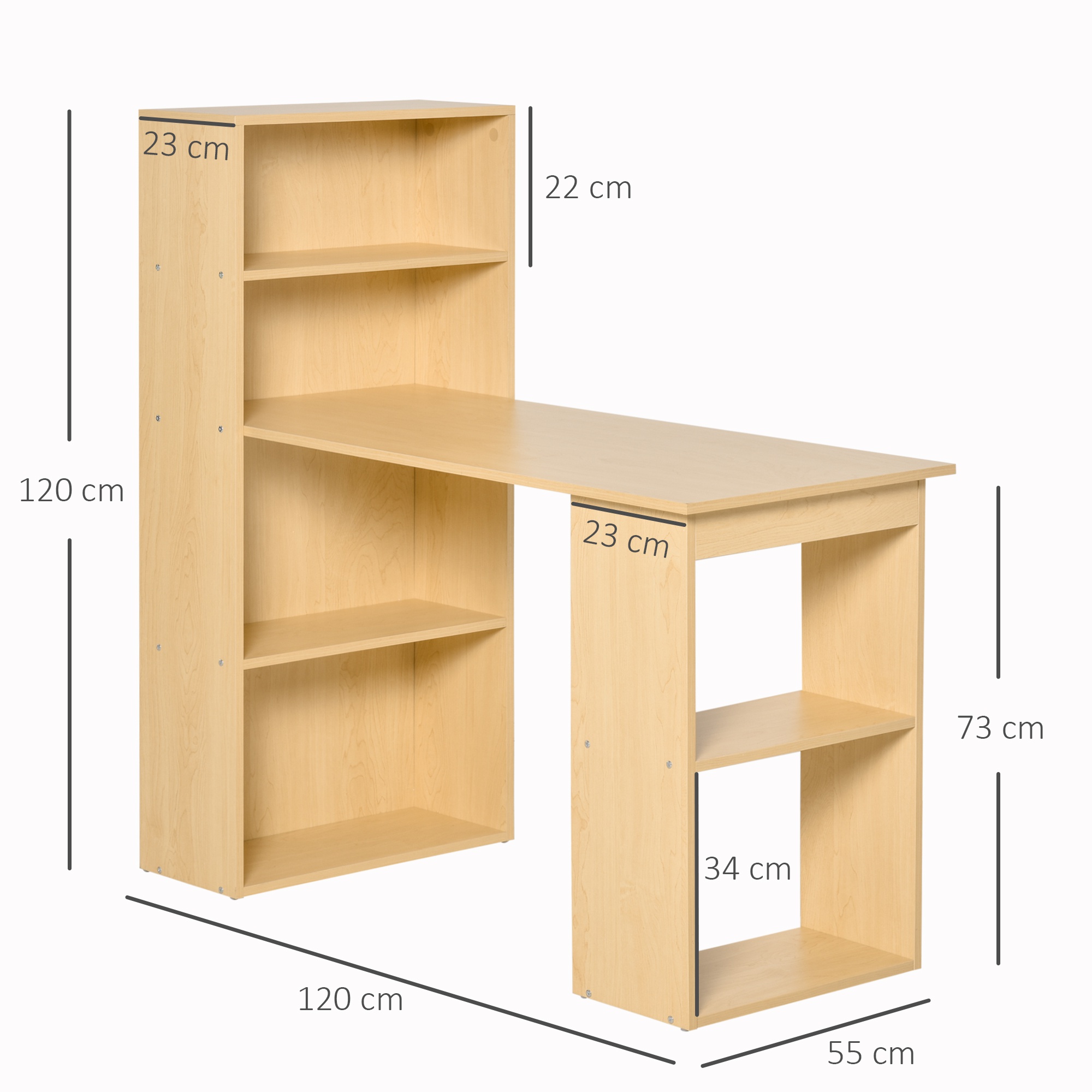  Birou modern cu Librarie din Lemn 120x55x120cm [2]
