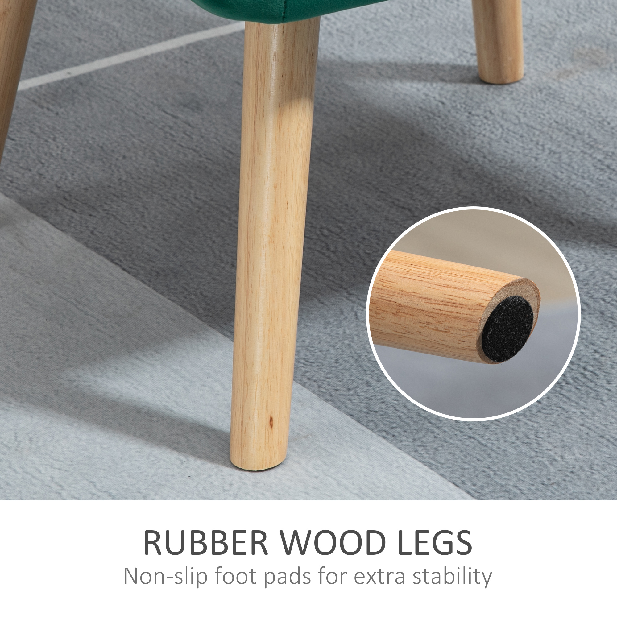  Fotoliu in stil scandinav din lemn si efect de catifea verde pentru sufragerie sau birou, 67x61.5x71cm [5]