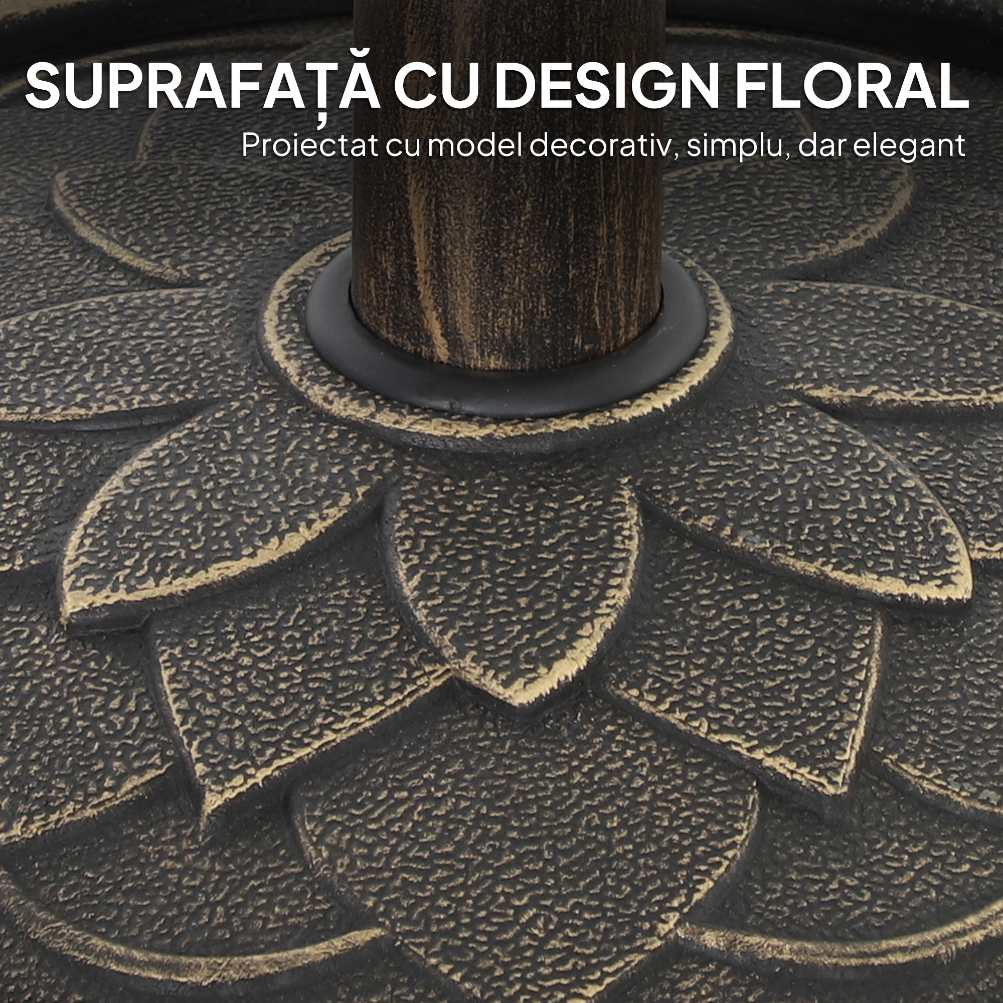  Baza pentru umbrela de 12 kg cu manivela integrata, din rasina, metal si ciment, Ø46x34 cm, bronz [5]