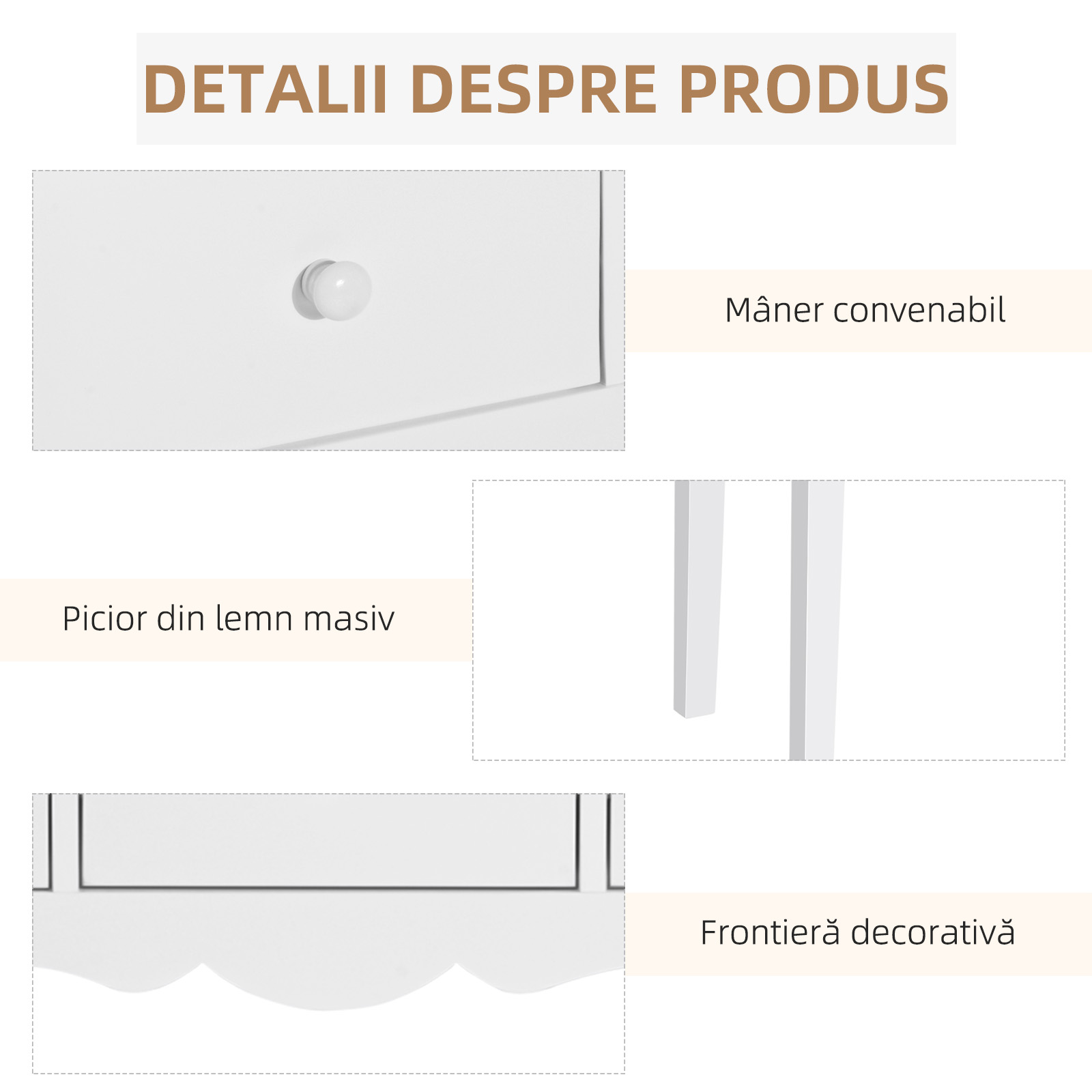  Masa Consola Moderna cu 3 Sertare, Consola de Intrare din MDF, pentru Hol, Sufragerie, 100x32x85 cm, Alb [5]