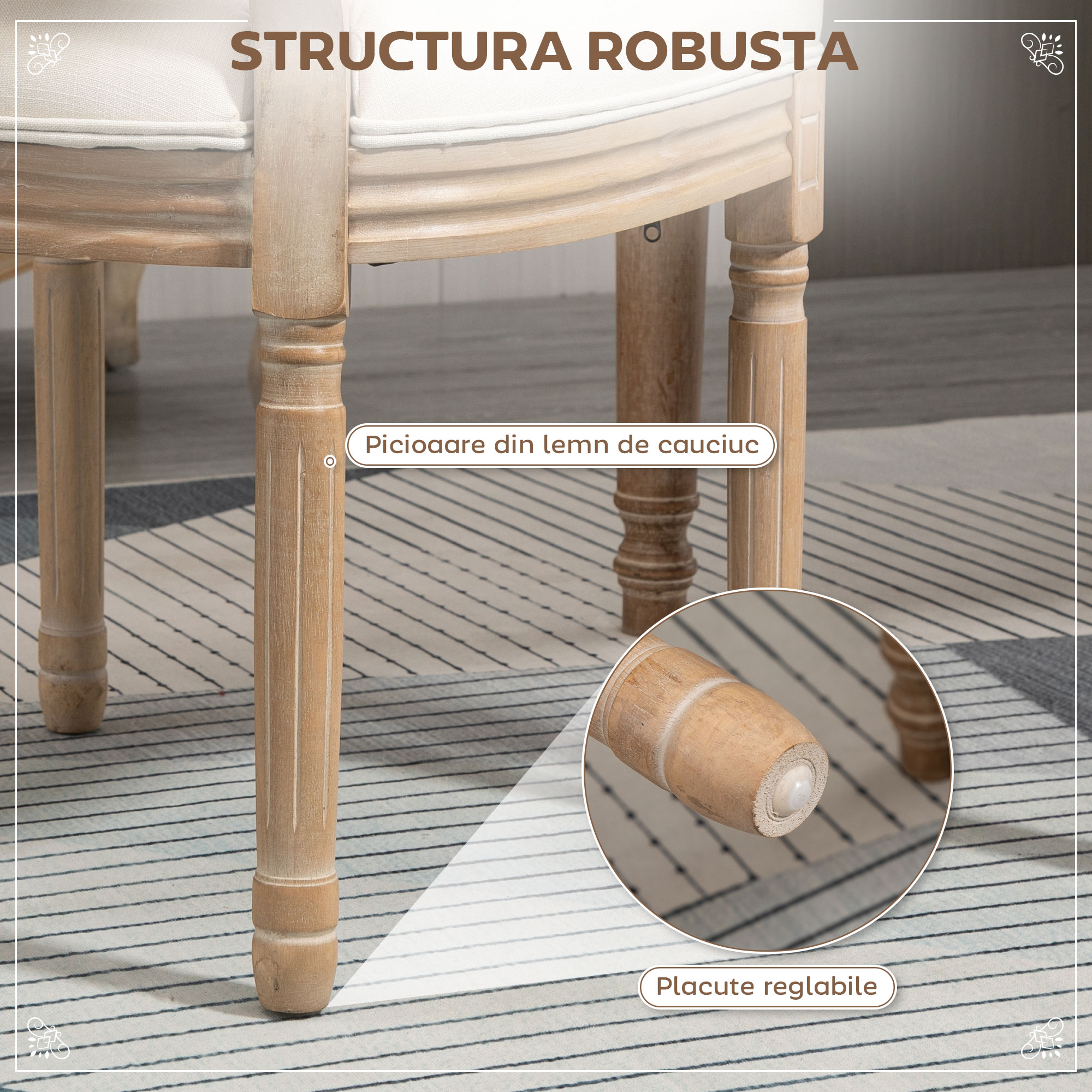  Set 2 Scaune Vintage - Capitontate, Alb, pentru Sufragerie [5]