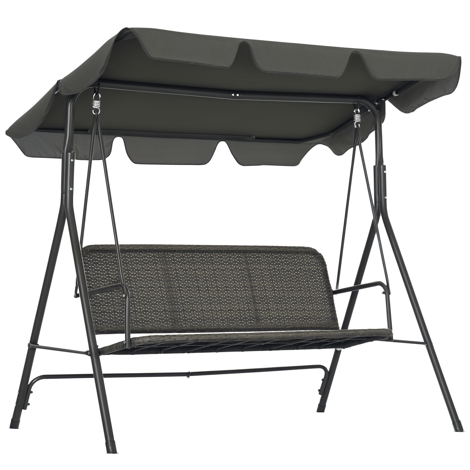 Gradina & balcon -  Balansoar de Gradina cu 3 Locuri si Parasolar Reglabil, 167x112x153 cm, Gri inchis