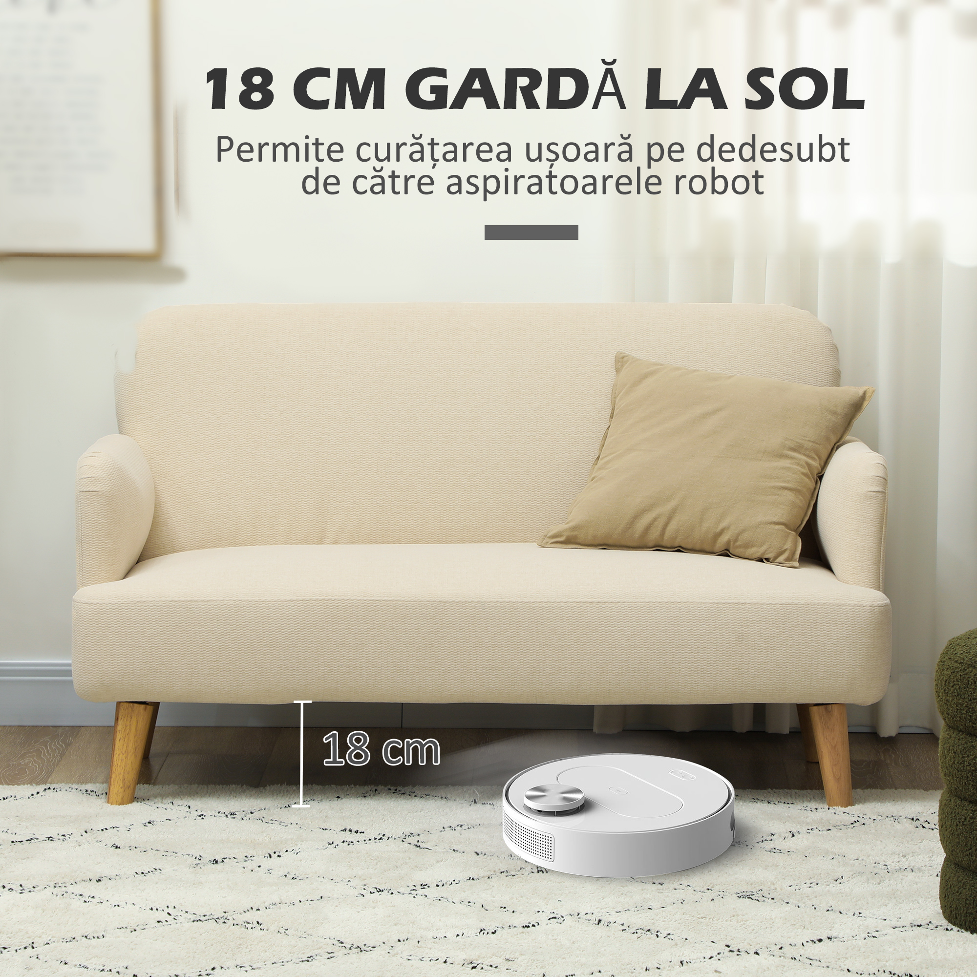  Canapea Moderna de 2 Locuri cu Efect de Catifea si Tapiterie Groasa, 140x74x79 cm, Alb Crem [5]